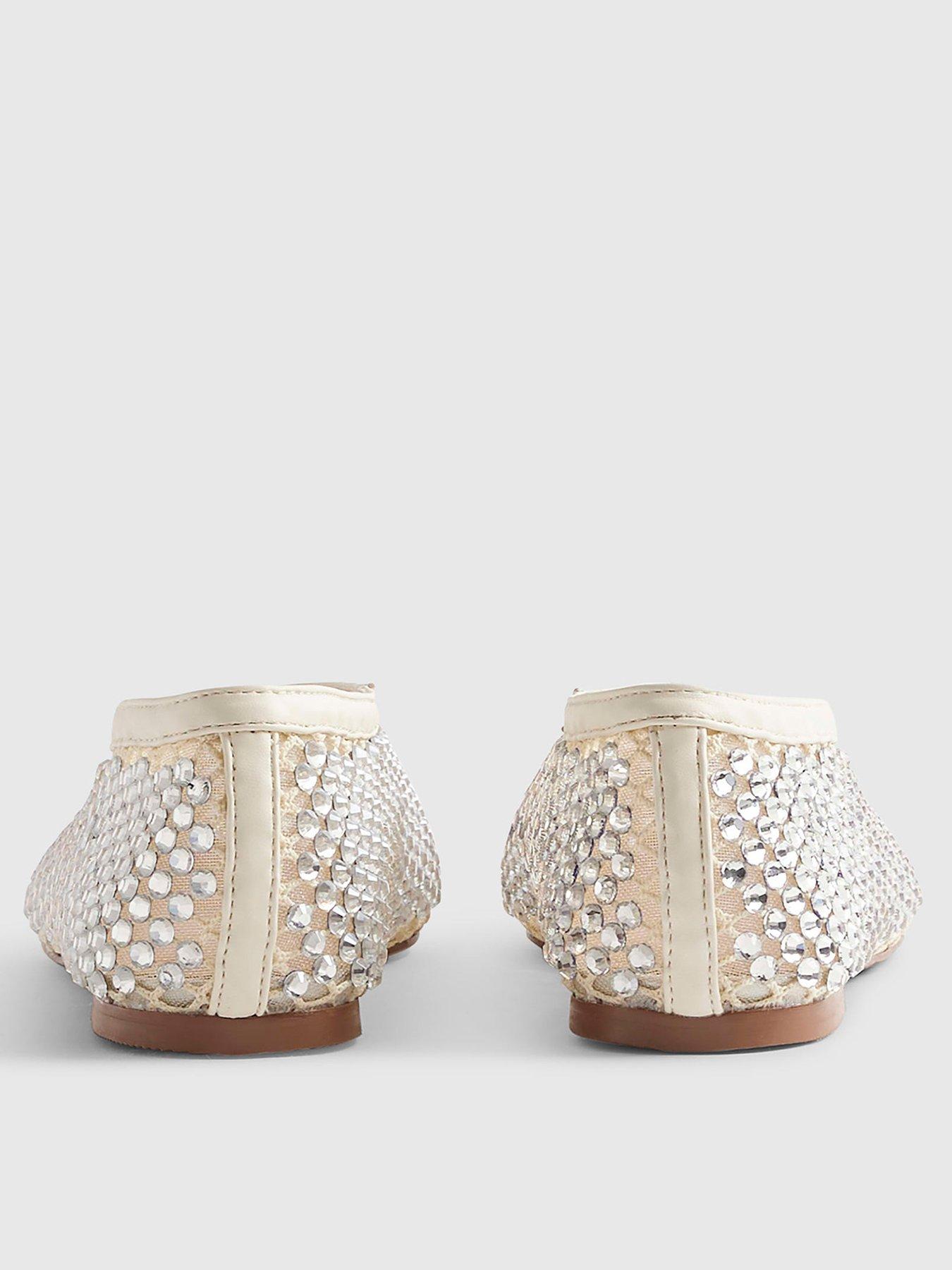 Image 4 of 6 of River Island Embellished Ballet - Cream