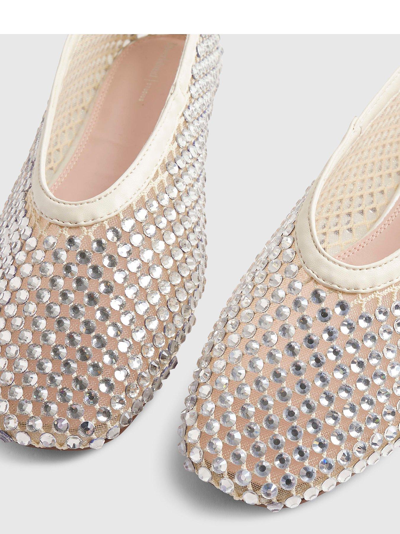 Image 5 of 6 of River Island Embellished Ballet - Cream