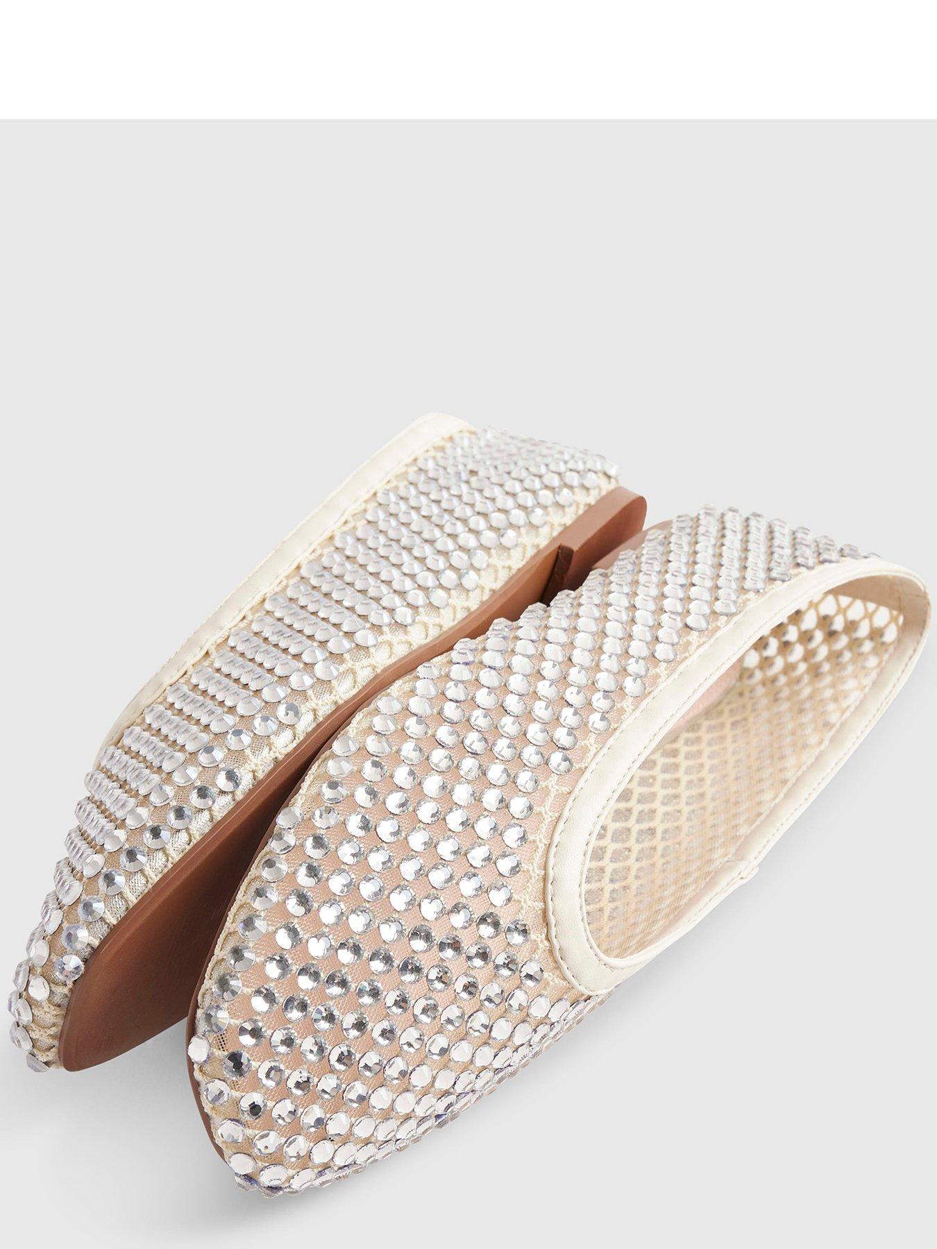 Image 6 of 6 of River Island Embellished Ballet - Cream