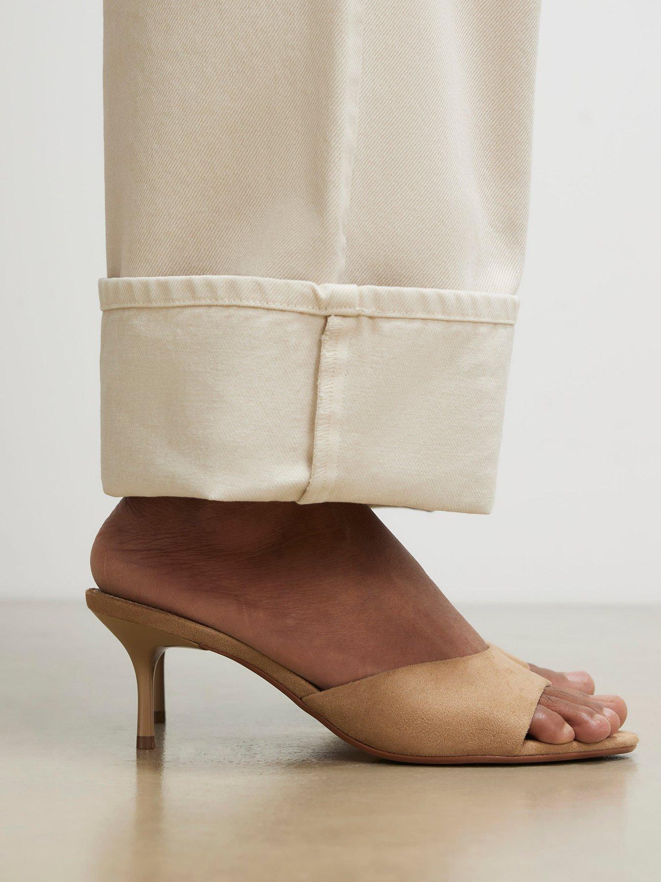 River Island Suedette Mule Heeled Sandal - Beige