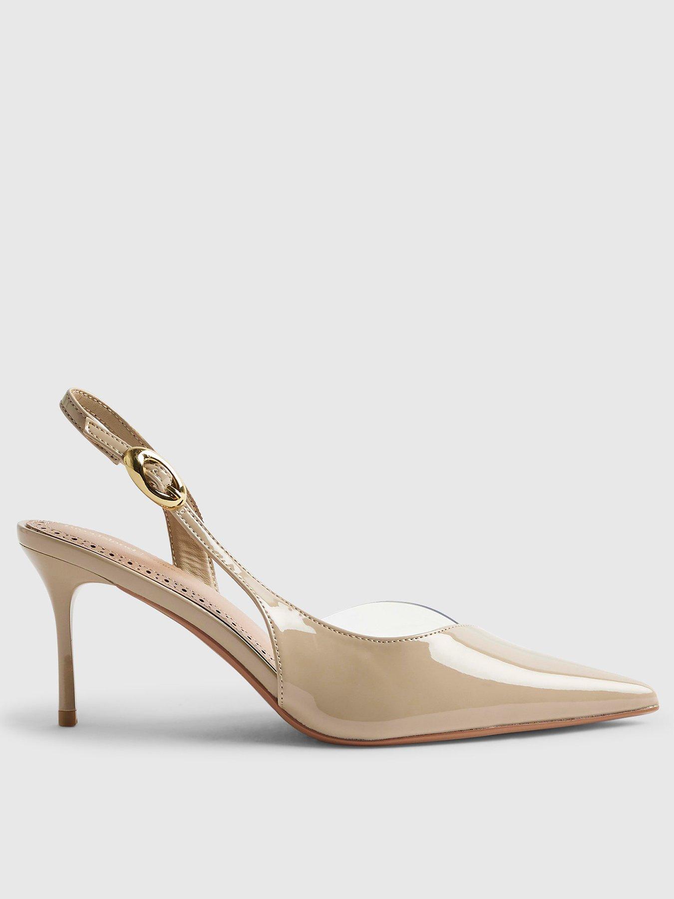 Image 2 of 6 of River Island Beige Sliced Perspex Slingback Court Heels