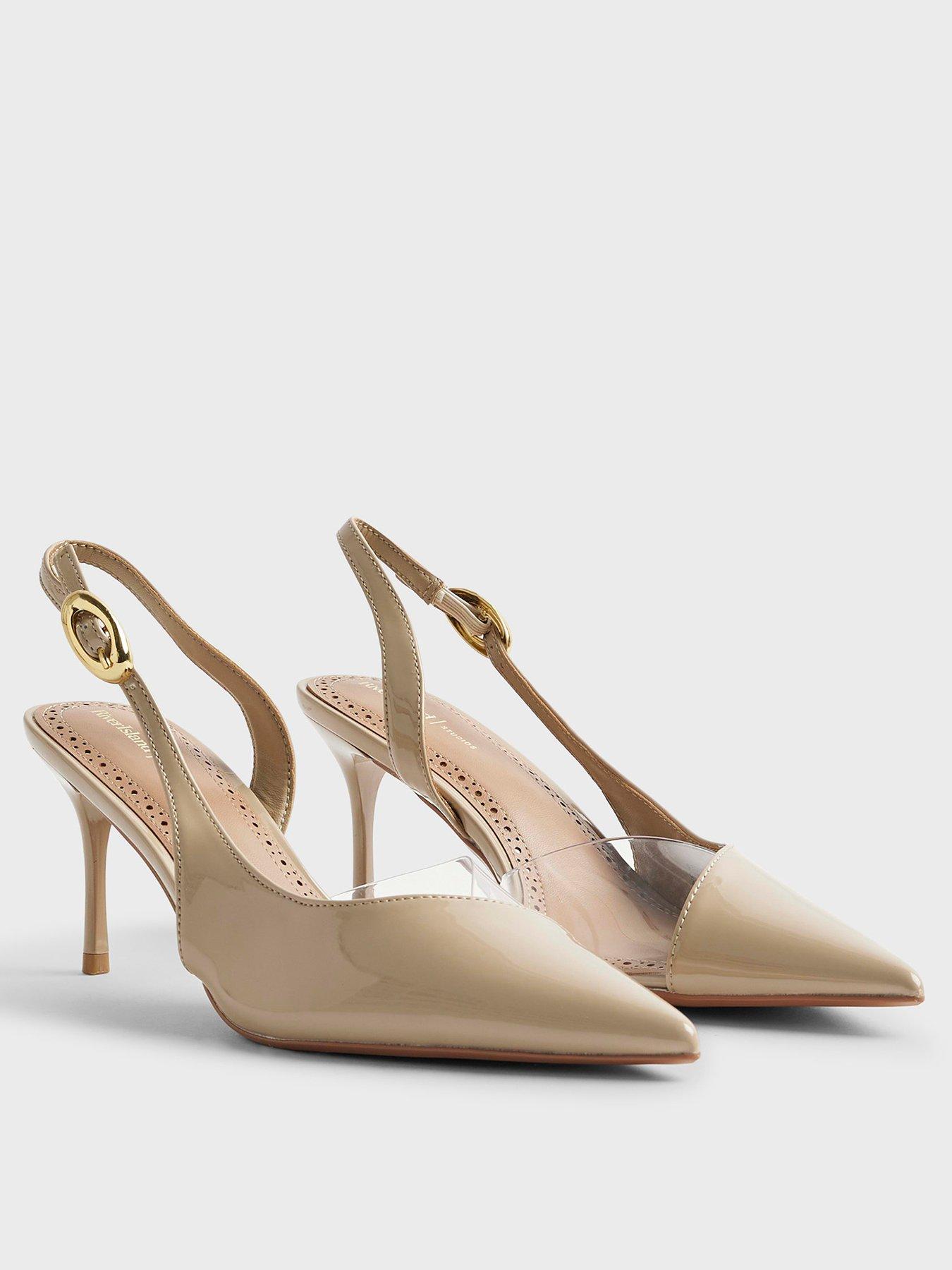 Image 3 of 6 of River Island Beige Sliced Perspex Slingback Court Heels