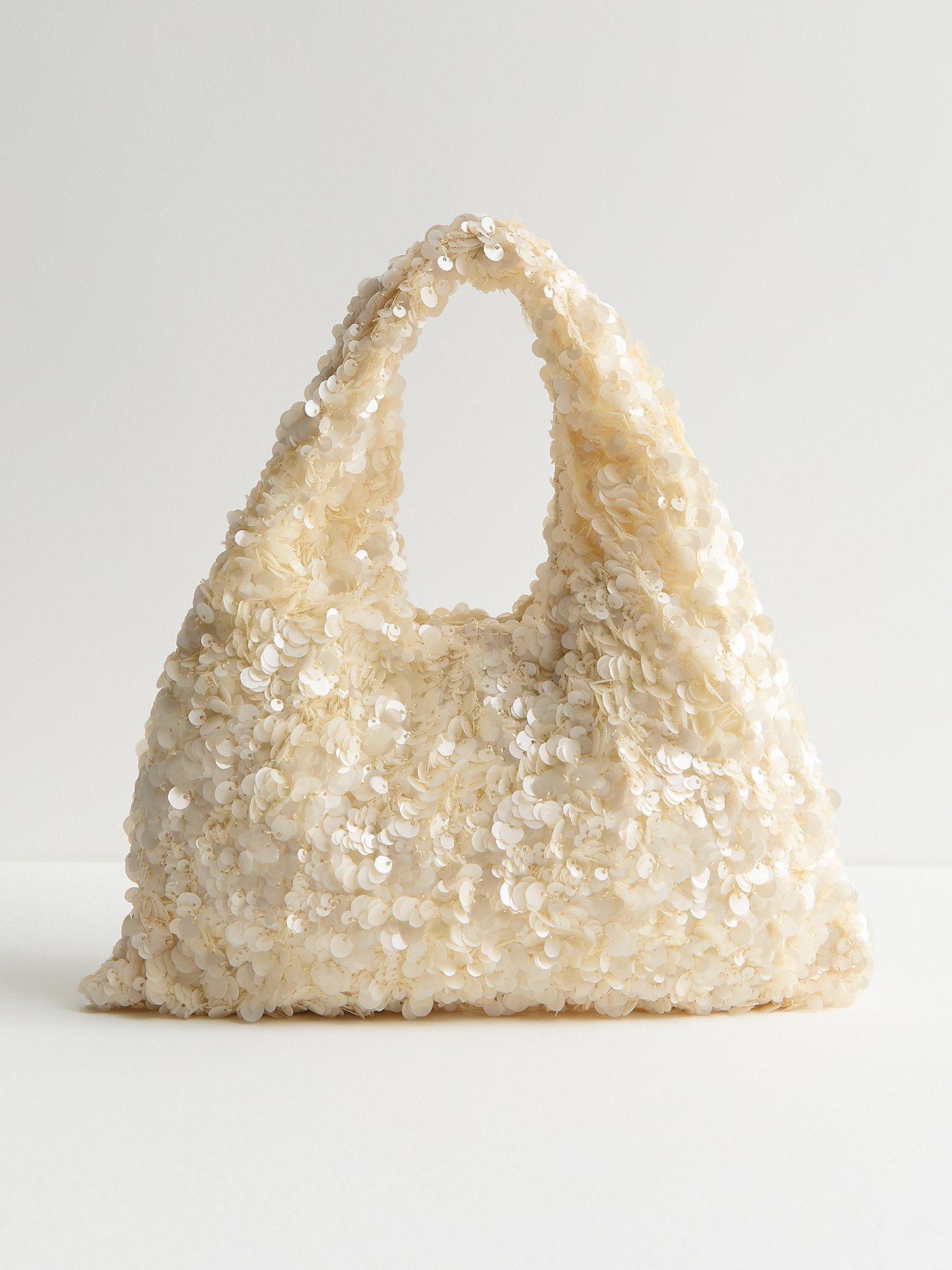New Look Sequinned Grab Bag - Cream