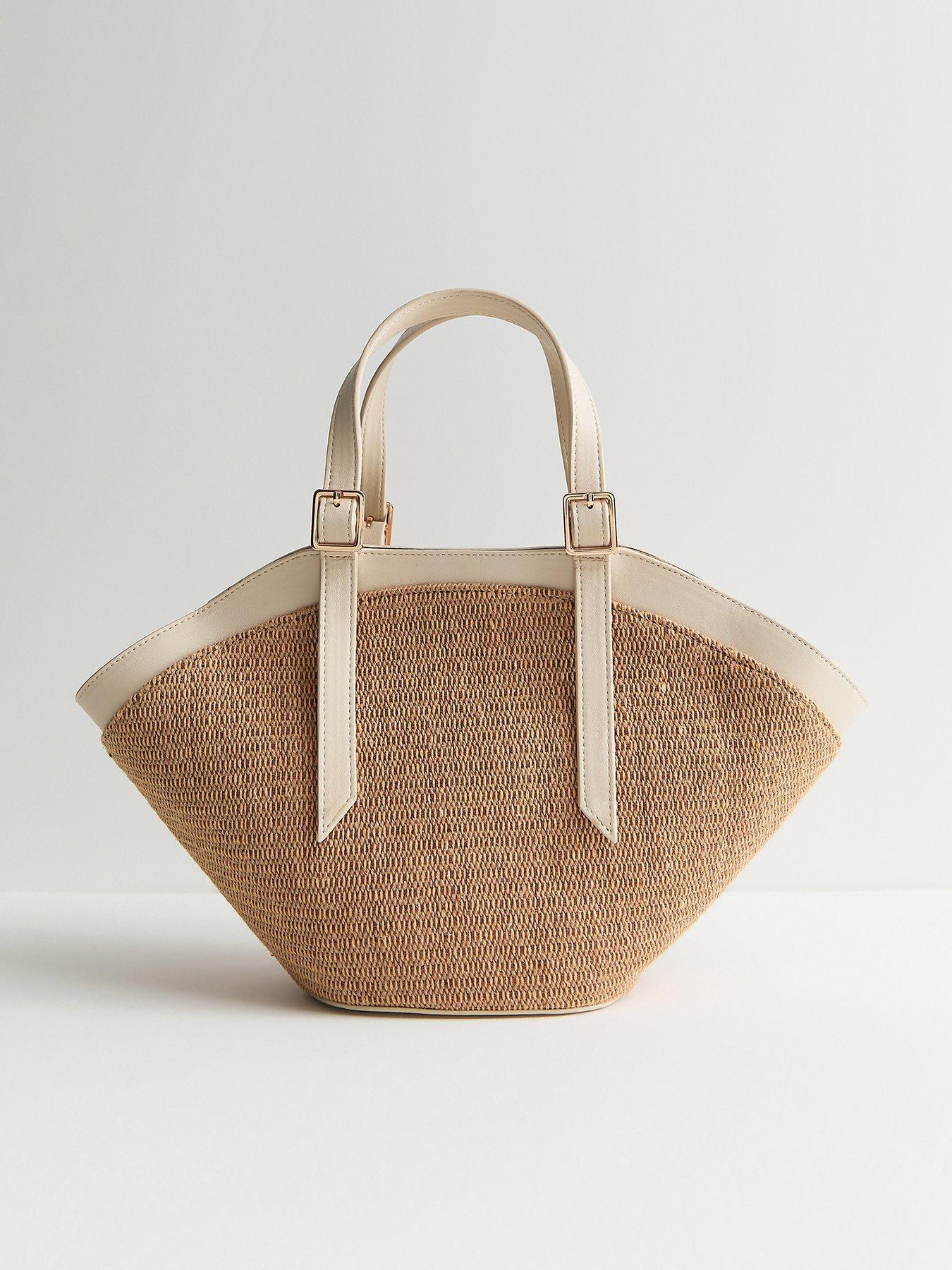 New Look Woven Trapeze Handbag - Stone