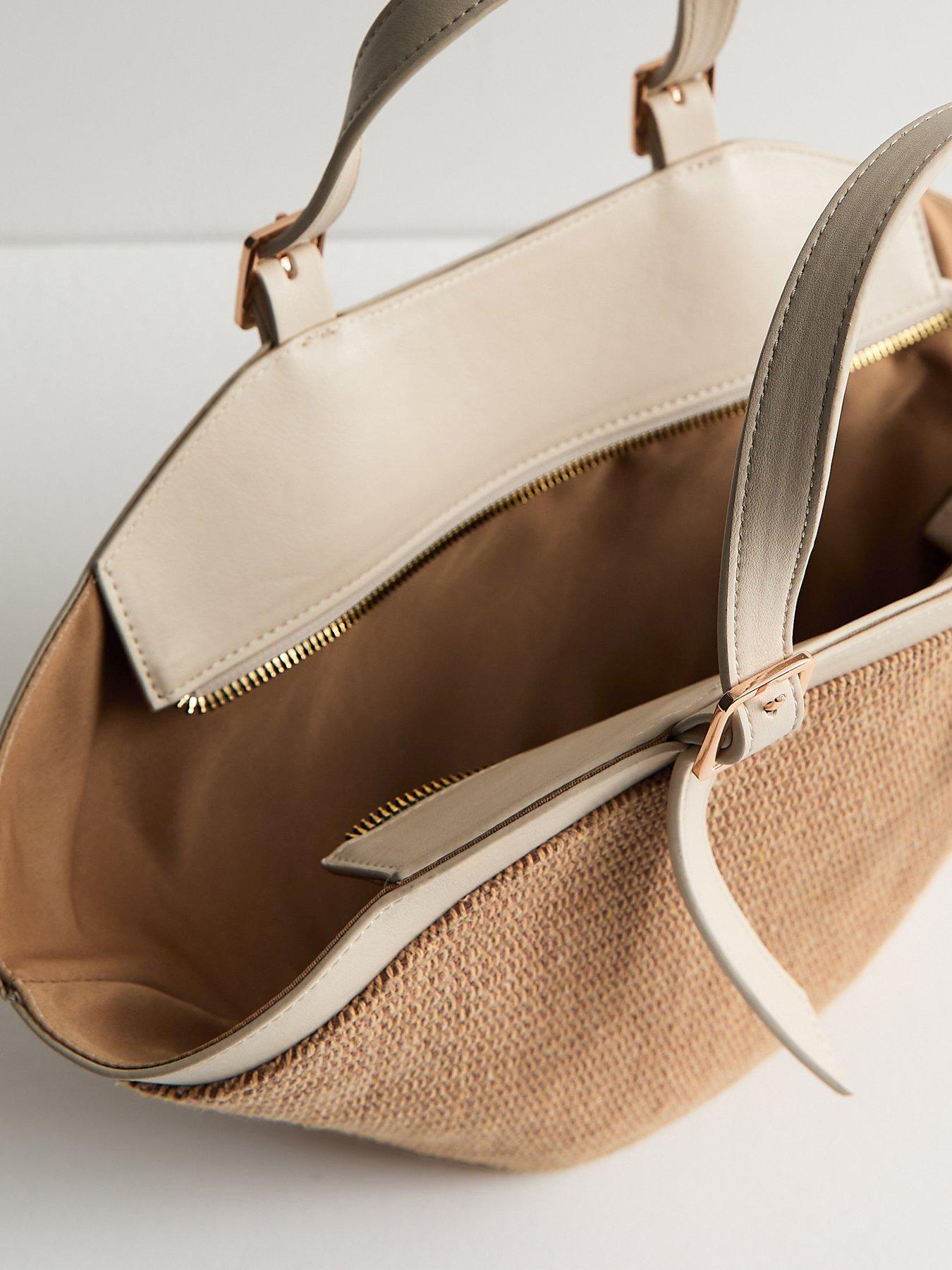 Image 4 of 5 of New Look Woven Trapeze Handbag - Stone