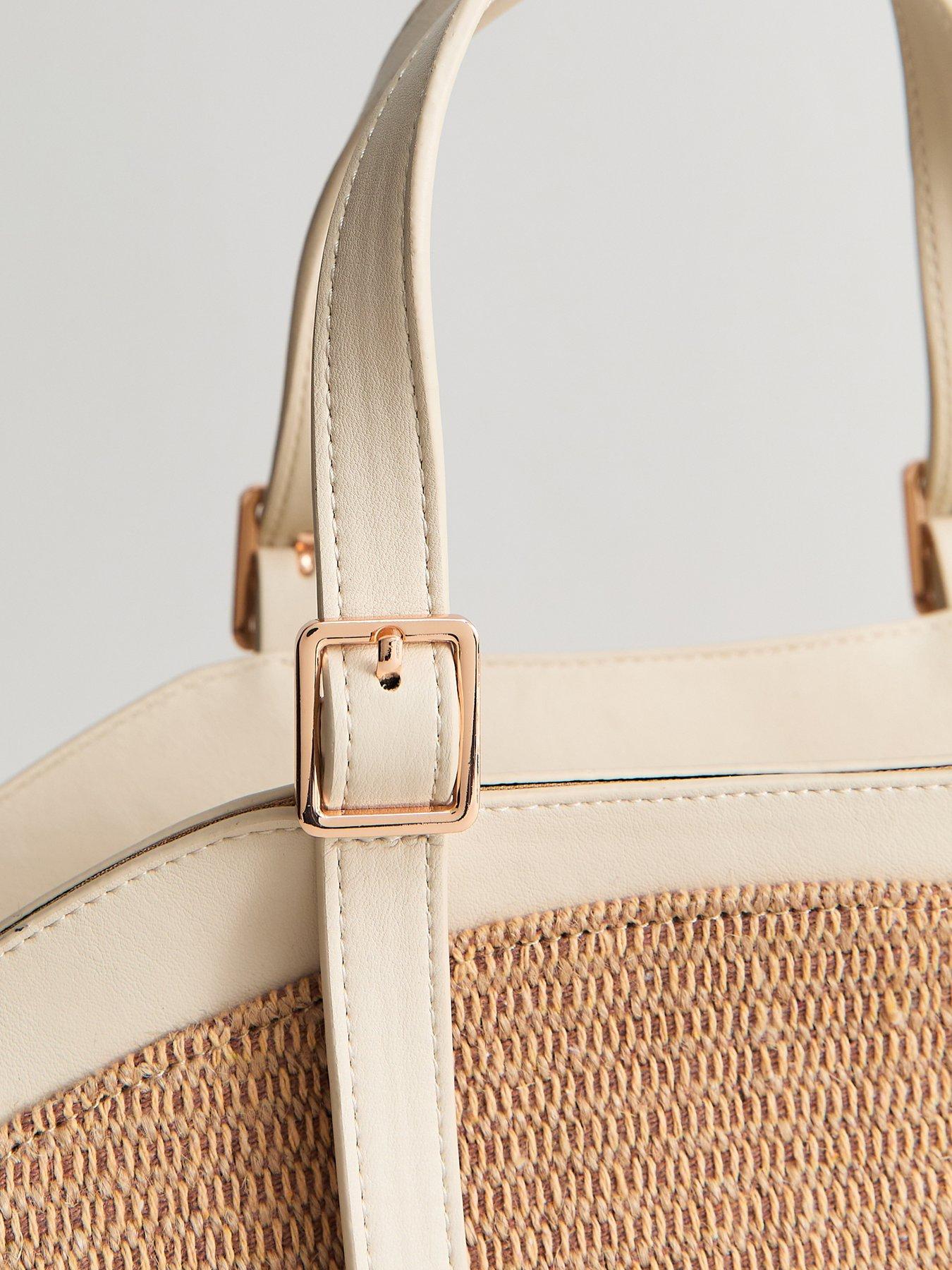 Image 5 of 5 of New Look Woven Trapeze Handbag - Stone