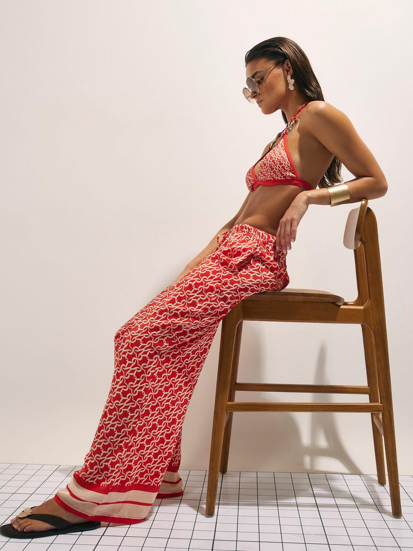 Image 3 of 4 of River Island Monogram Trousers - Orange