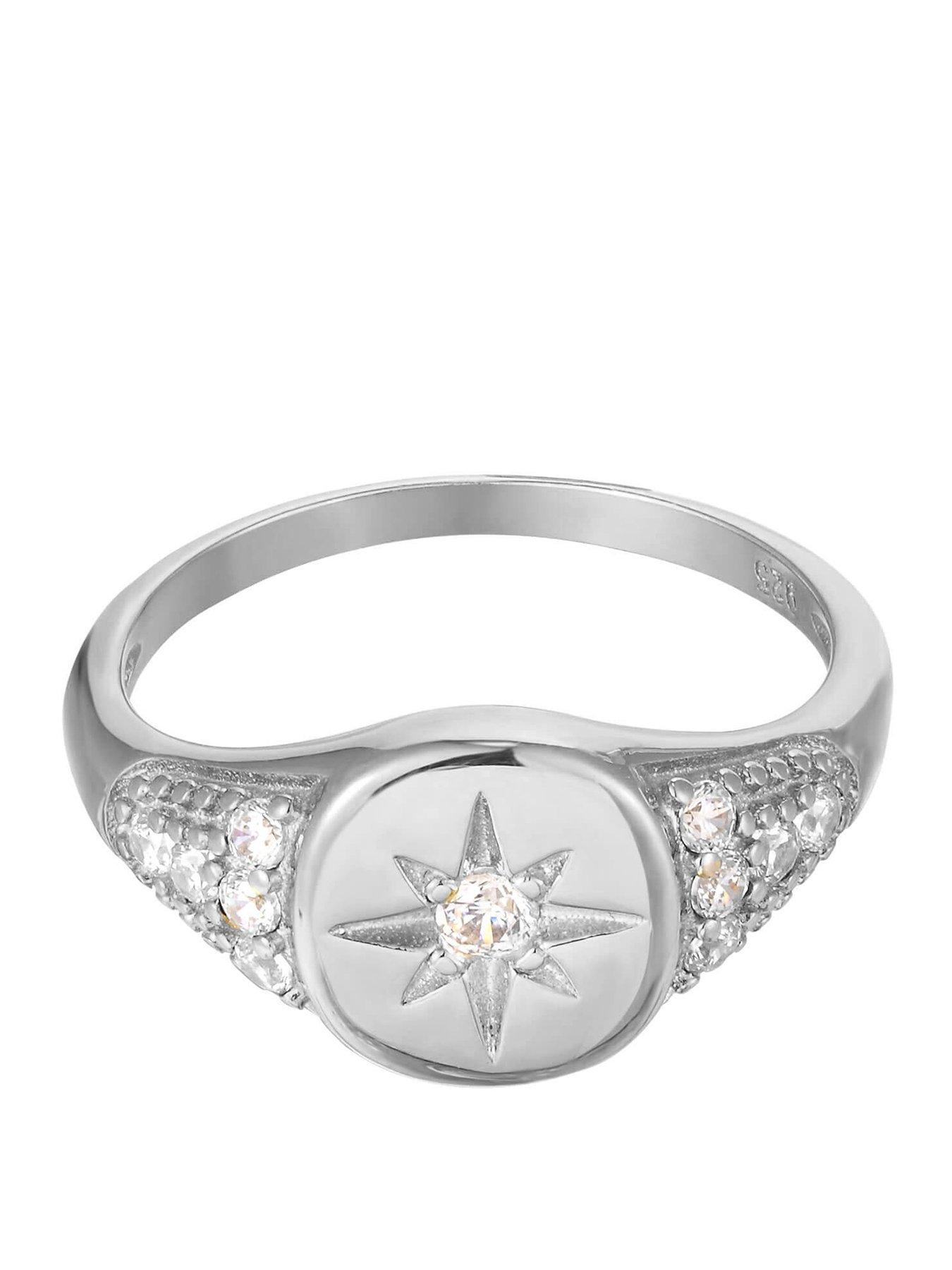Image 1 of 5 of Seol + Gold Sterling Silver CZ Star Signet Ring