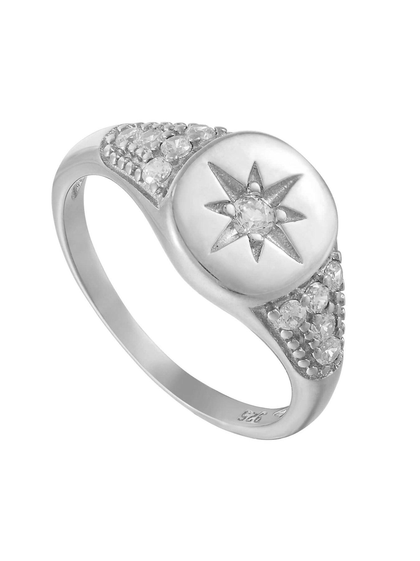 Image 3 of 5 of Seol + Gold Sterling Silver CZ Star Signet Ring