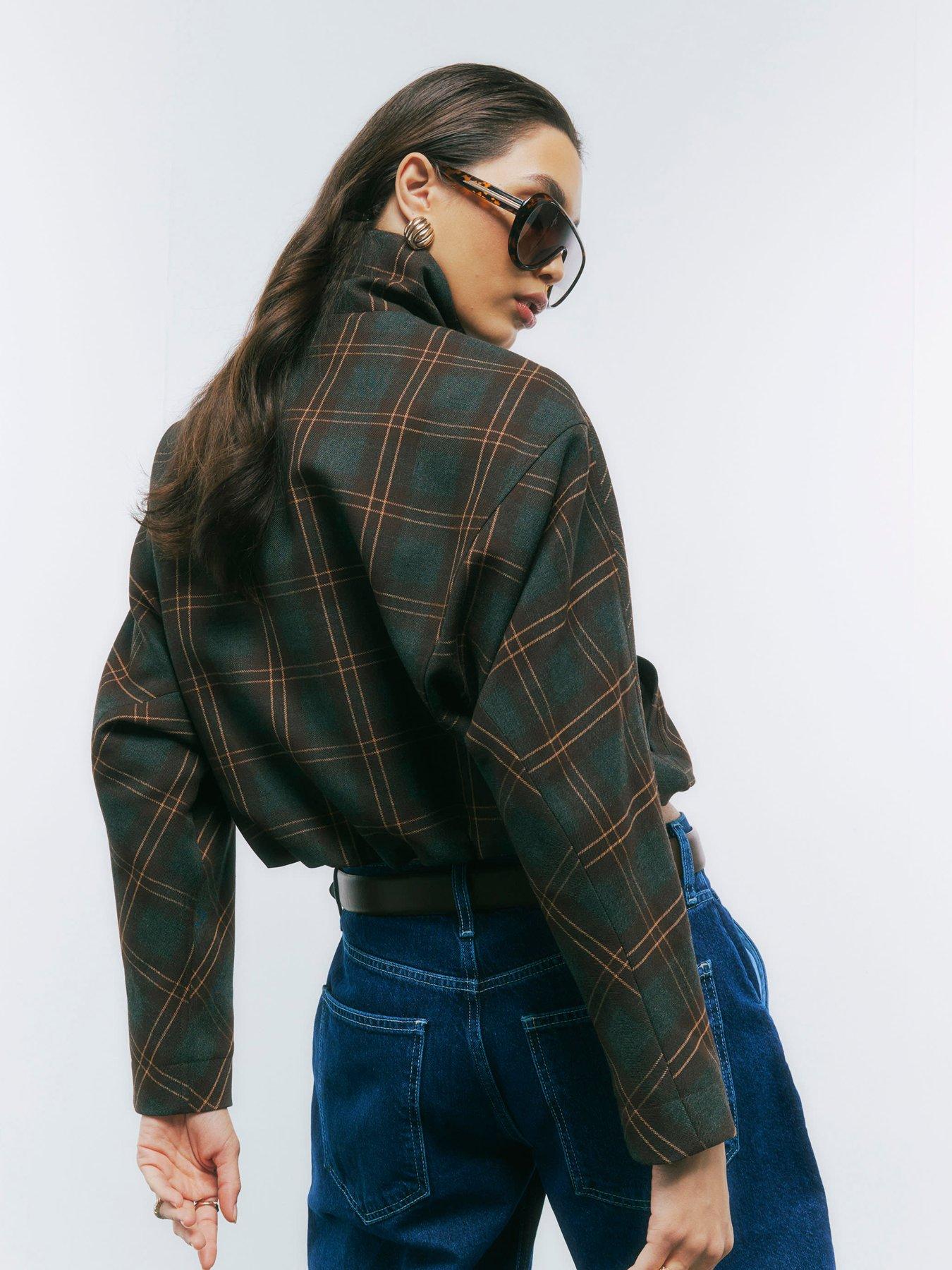 Image 2 of 4 of River Island Funnel Neck Bomber Jacket - Brown