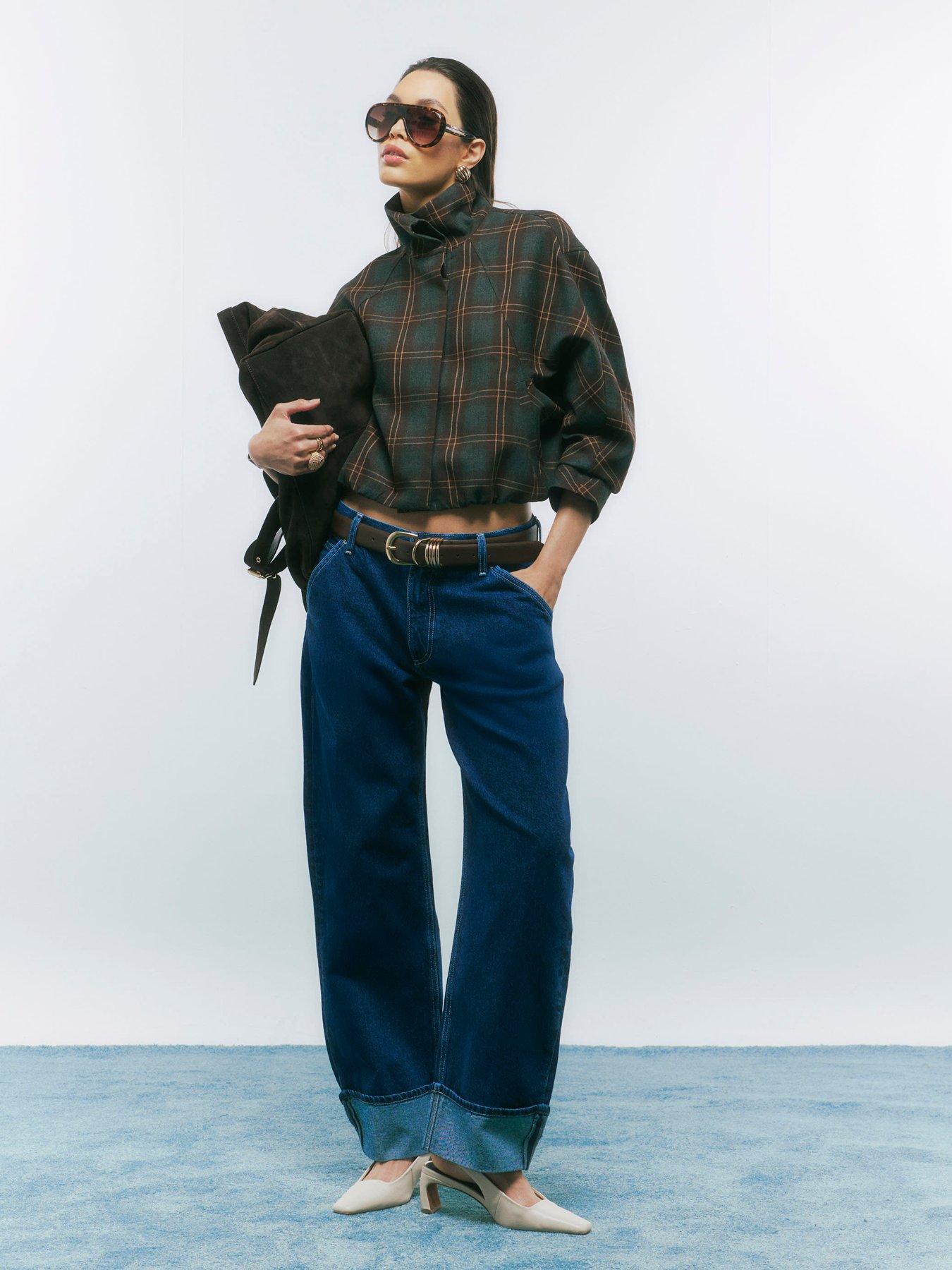 Image 3 of 4 of River Island Funnel Neck Bomber Jacket - Brown