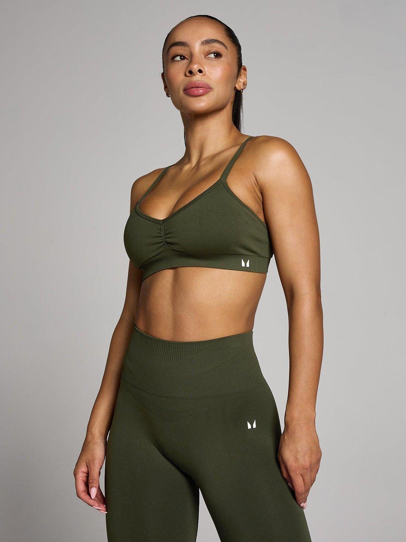 MyProtein Womens Training Tempo Seamless Bra, Green, Size L, Women