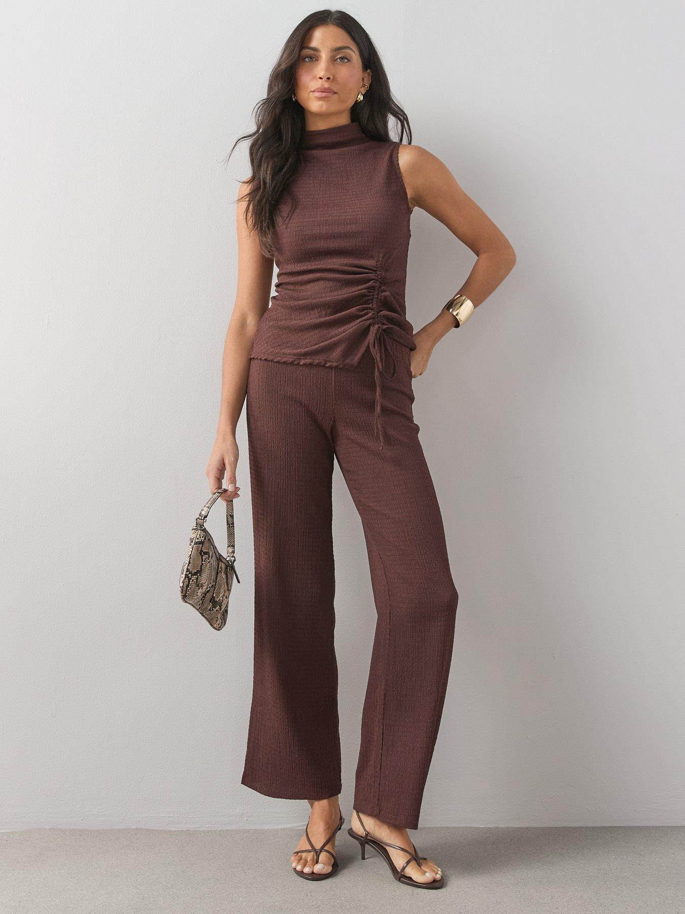 Image 3 of 6 of The Very Collection Textured Co-Ord Trouser - Brown