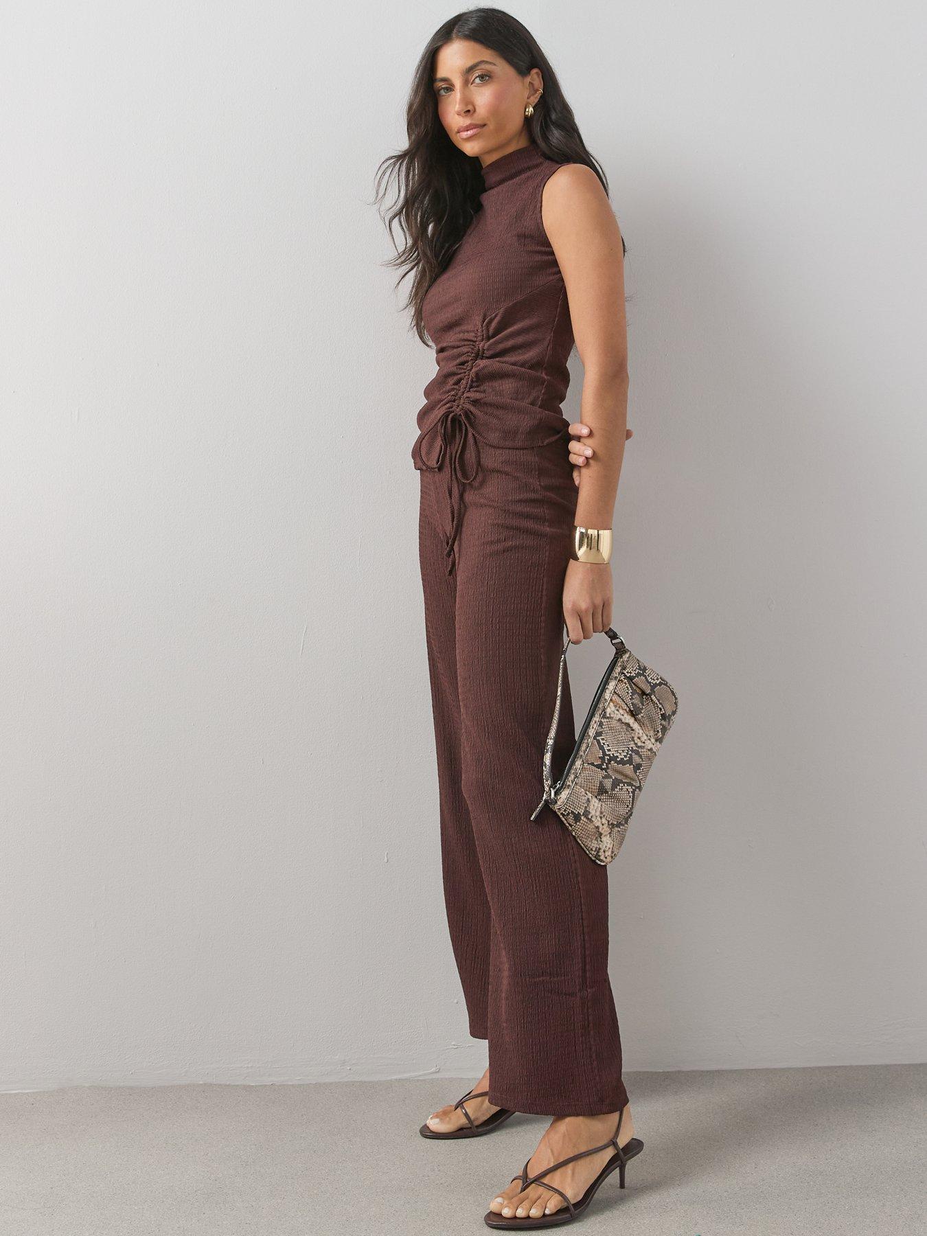 Image 5 of 6 of The Very Collection Textured Co-Ord Trouser - Brown