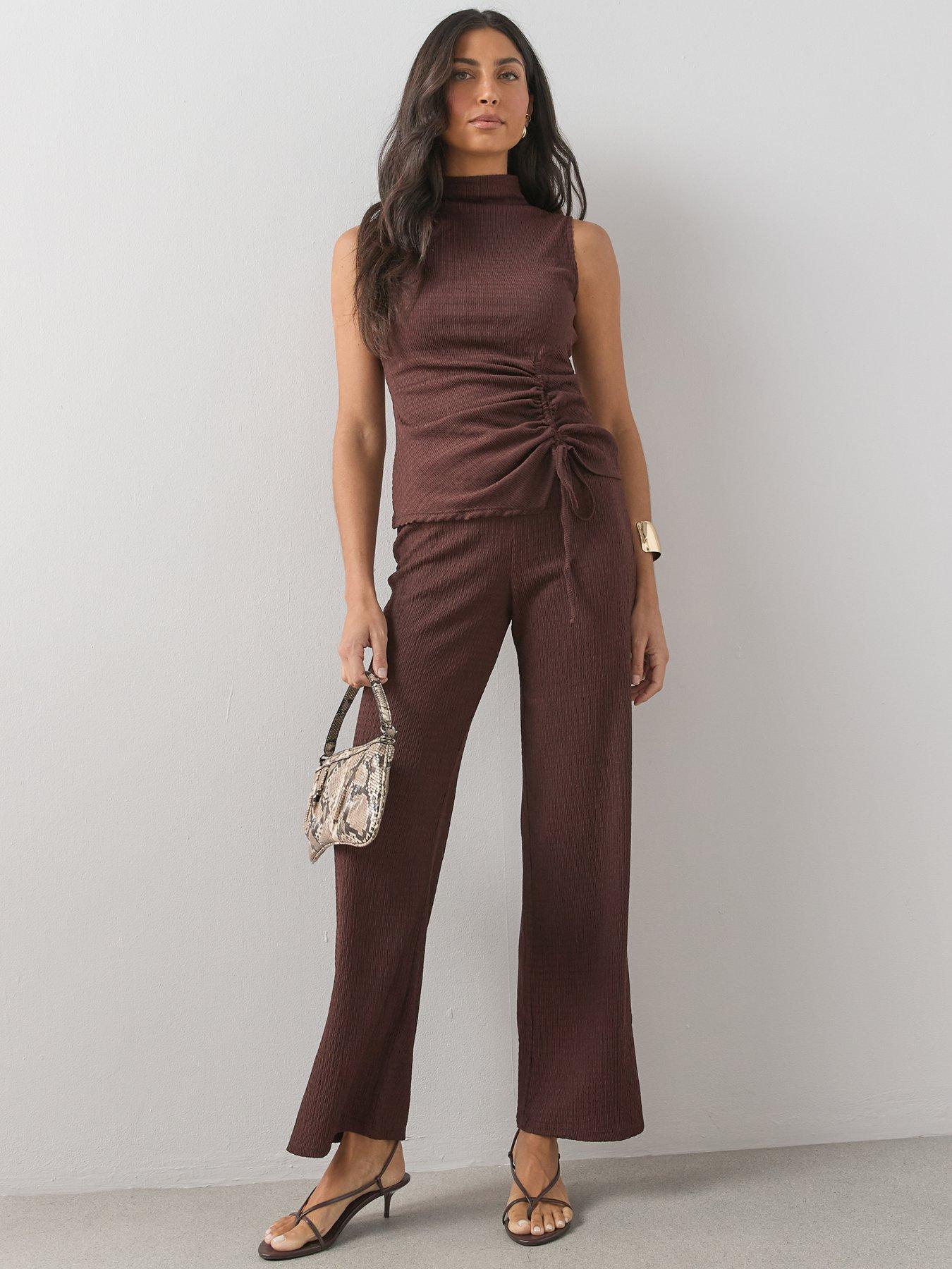 Image 6 of 6 of The Very Collection Textured Co-Ord Trouser - Brown