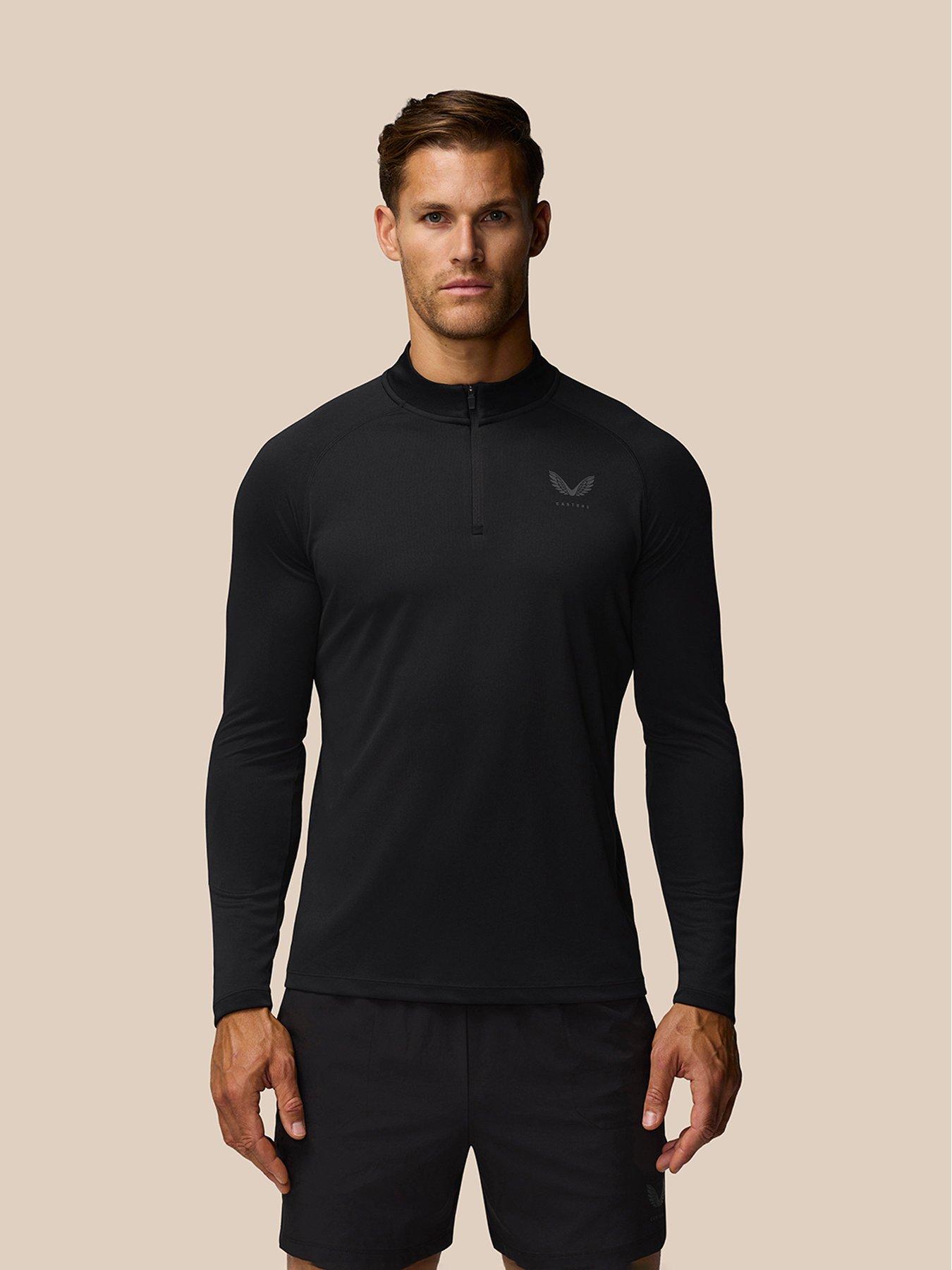 Castore Mens Training 1/4 Zip Long Sleeve Top - Black