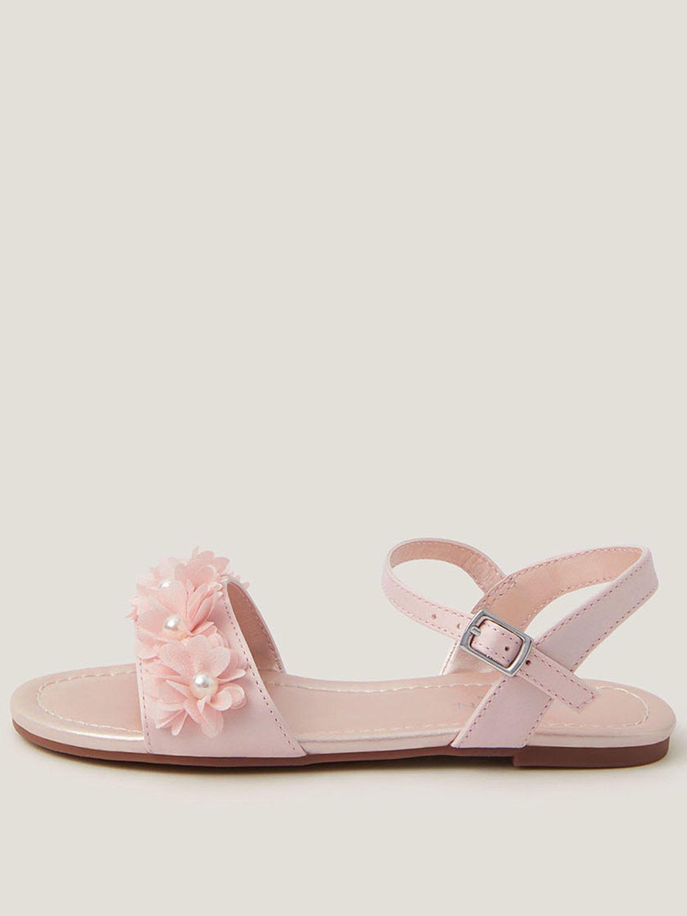 Monsoon Girls Pearly Pom Flower Sandals - Pink