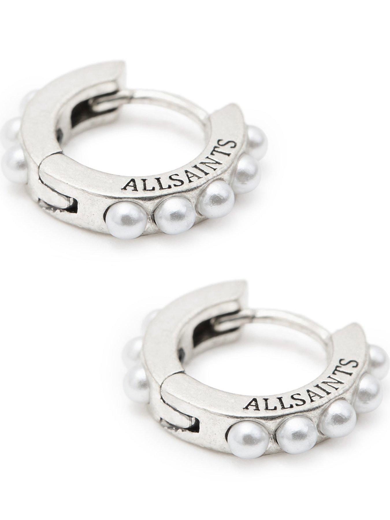 AllSaints Pearl Hoop 2-Pair Earrings Set - Silver