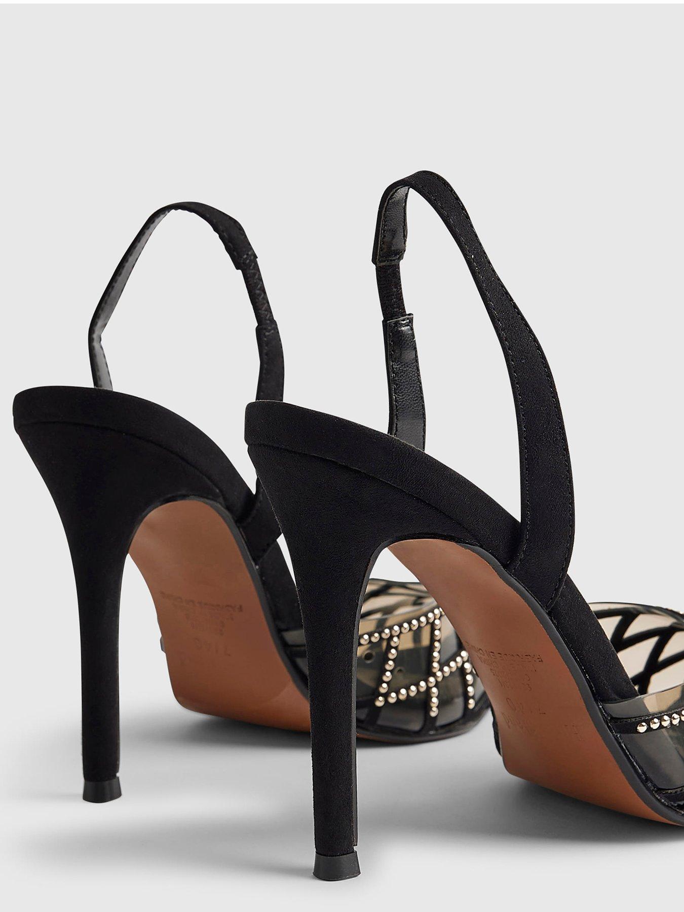 Image 5 of 6 of River Island Black Studded Perspex Court Slingback Heels
