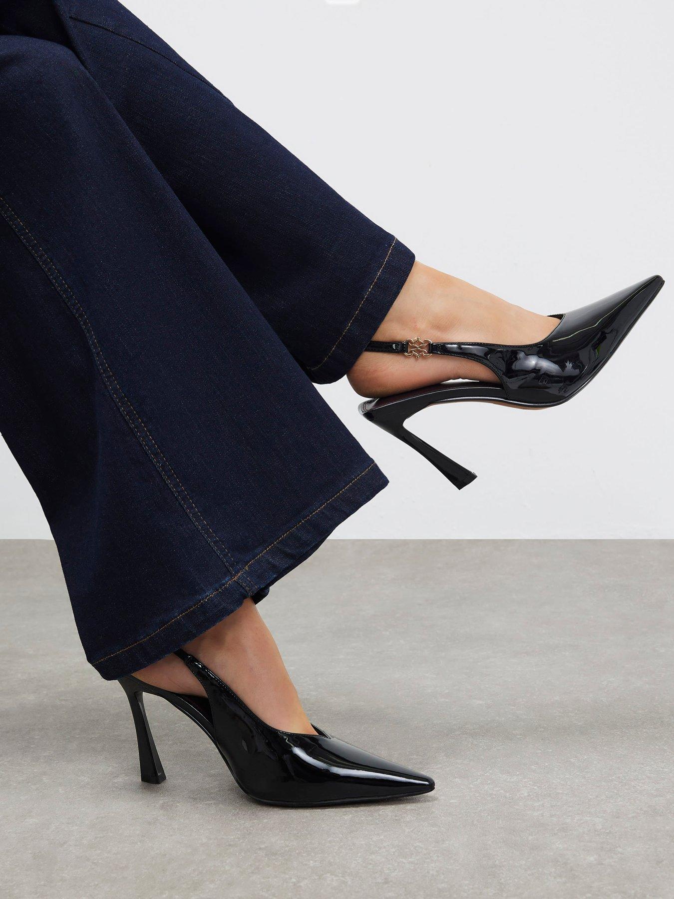River Island Slingback Patent Court - Black