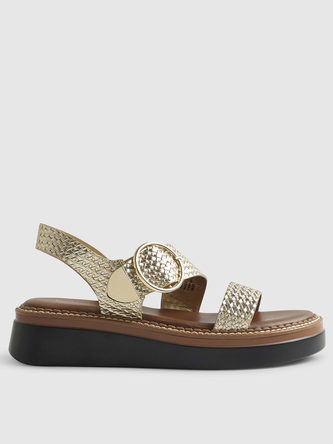 River Island Wide 2 Part Ring Buckle Flatform - Gold