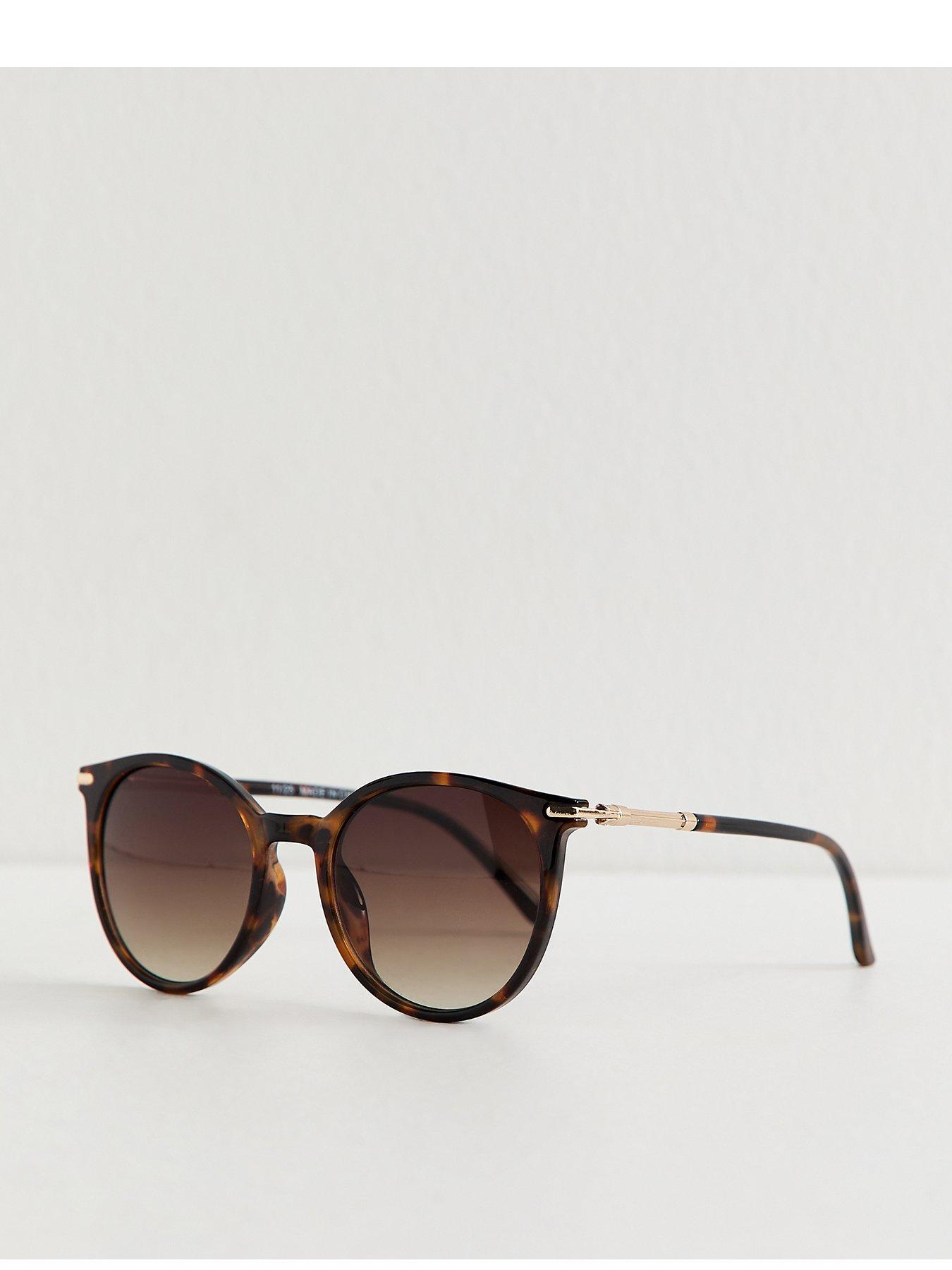 Image 1 of 4 of New Look Speckled Round Frame Sunglasses - Dark Brown