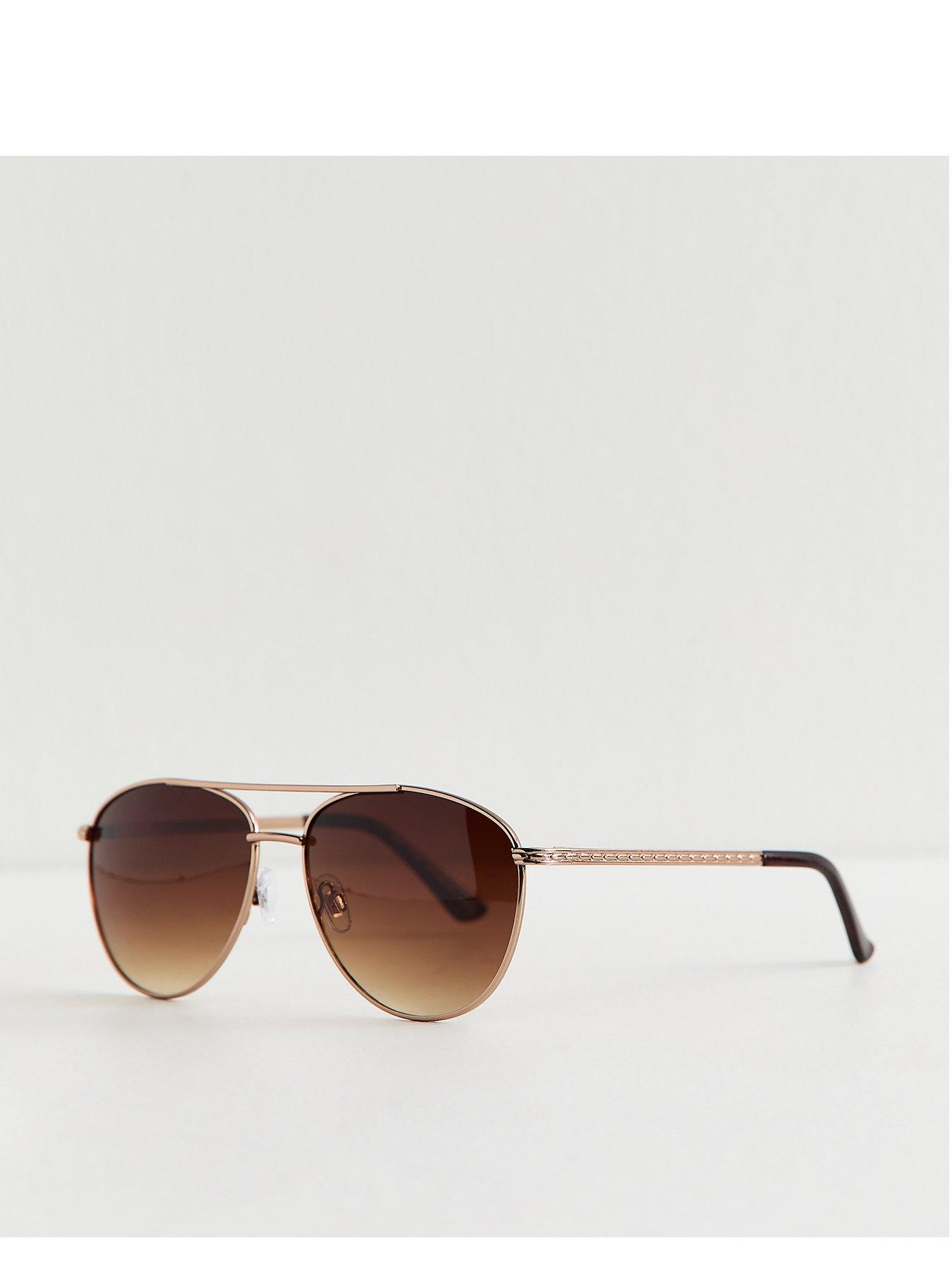 New Look Gold Tone Metal Aviator Sunglasses