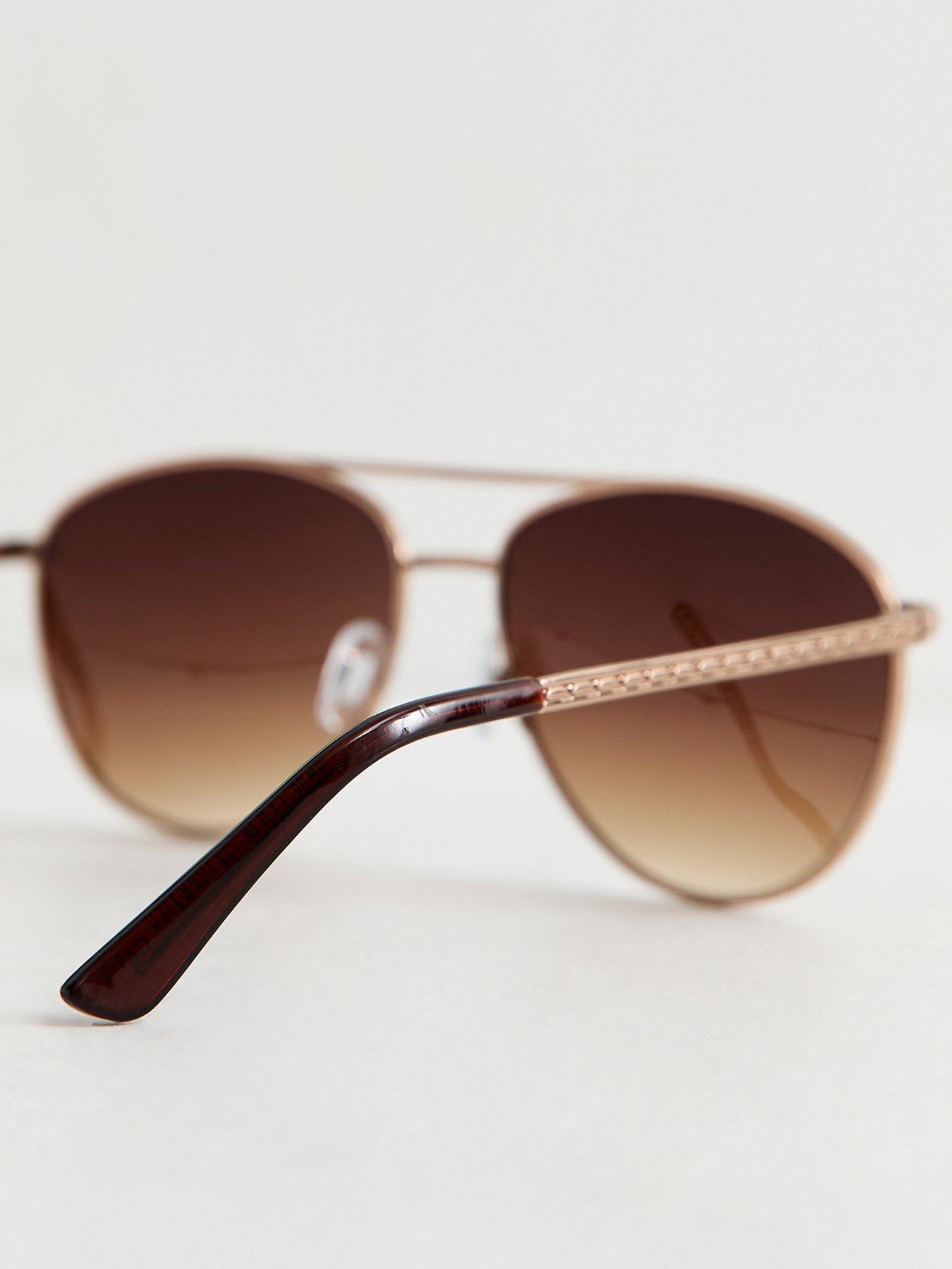 Image 3 of 4 of New Look Tone Metal Aviator Sunglasses - Gold