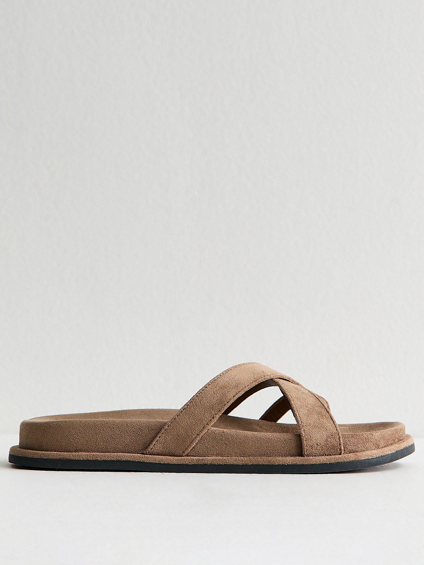 Image 2 of 5 of New Look Faux Suede Toe Loop Flat Sandals - Light Brown
