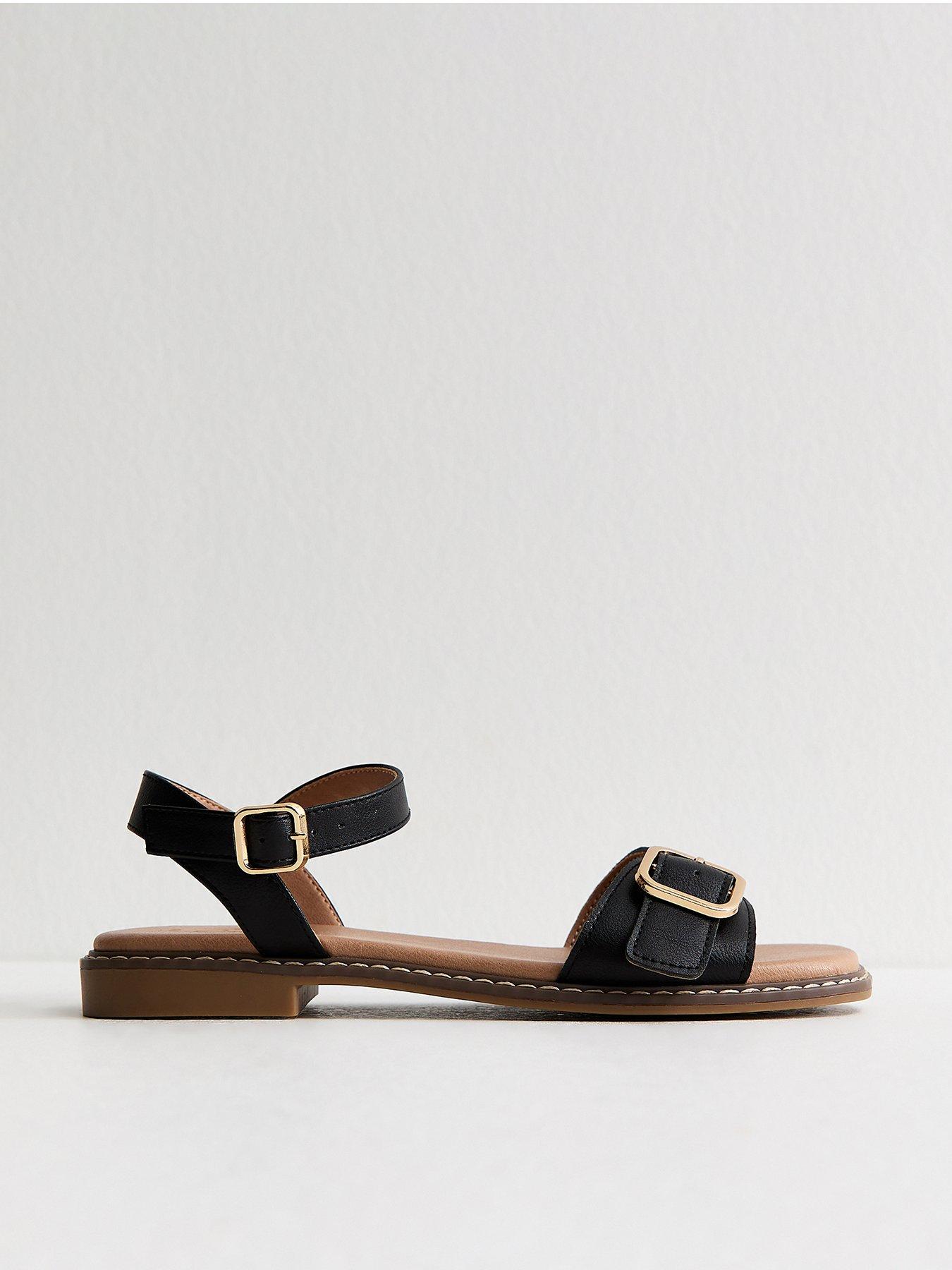 New Look Buckled Strap Faux Leather Sandals - Black | Very