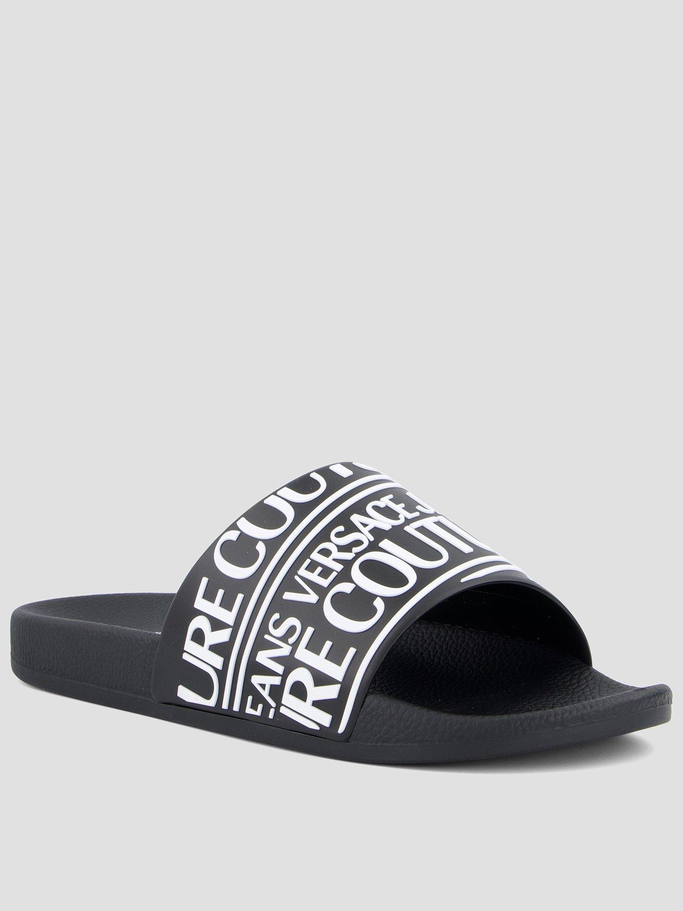 Versace Jeans Couture Allover Logo Sliders - Black