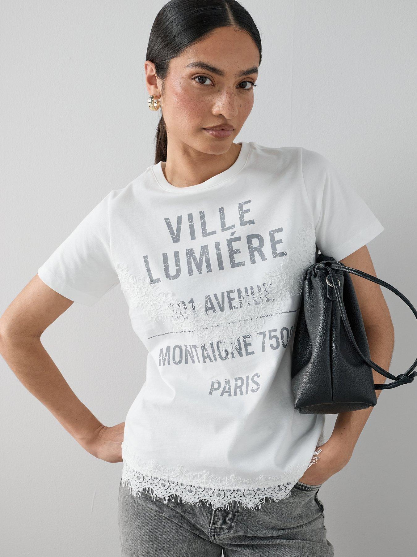 Image 1 of 6 of The Very Collection Lace Graphic Tshirt