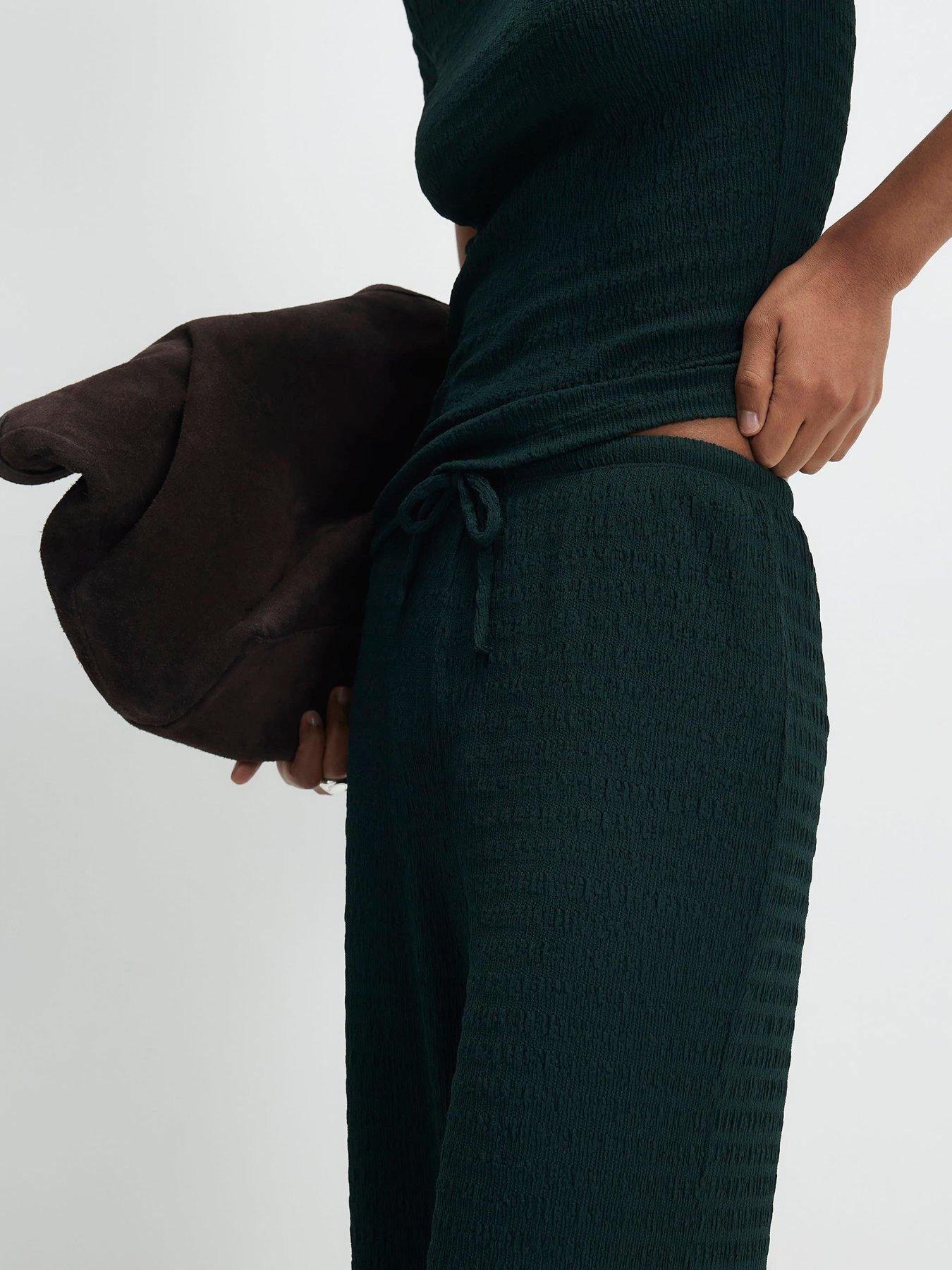 Image 4 of 4 of River Island Texture Wide Leg Trouser - Green