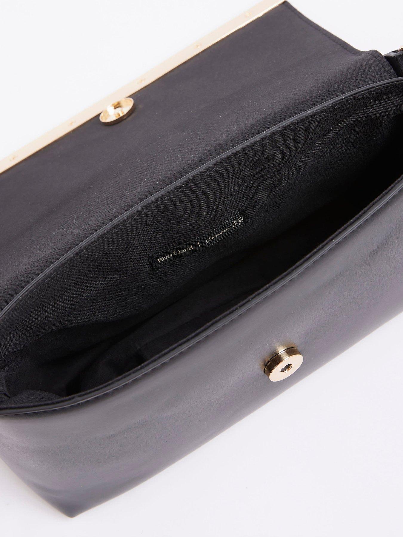 Image 6 of 6 of River Island Bar Front Clutch Bag - Black