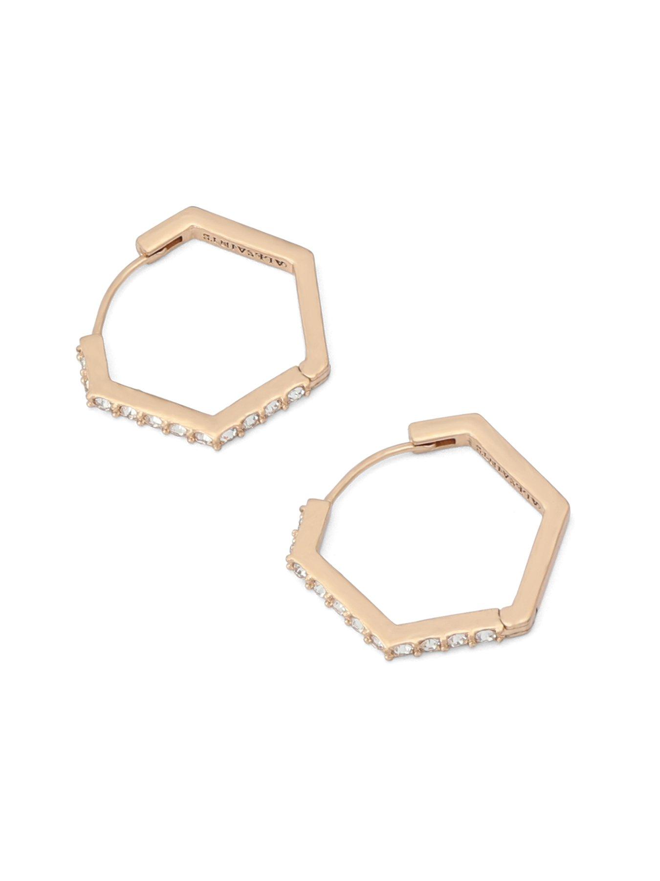 Image 4 of 4 of AllSaints Hex Huggie Earrings - Gold