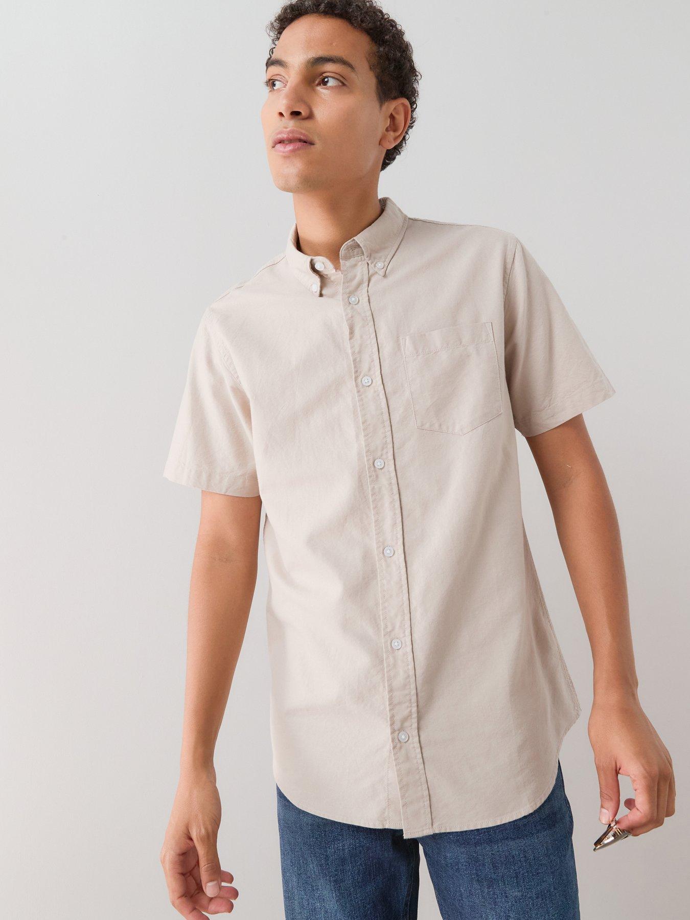The Very Collection Short Sleeve Oxford Shirt - Stone