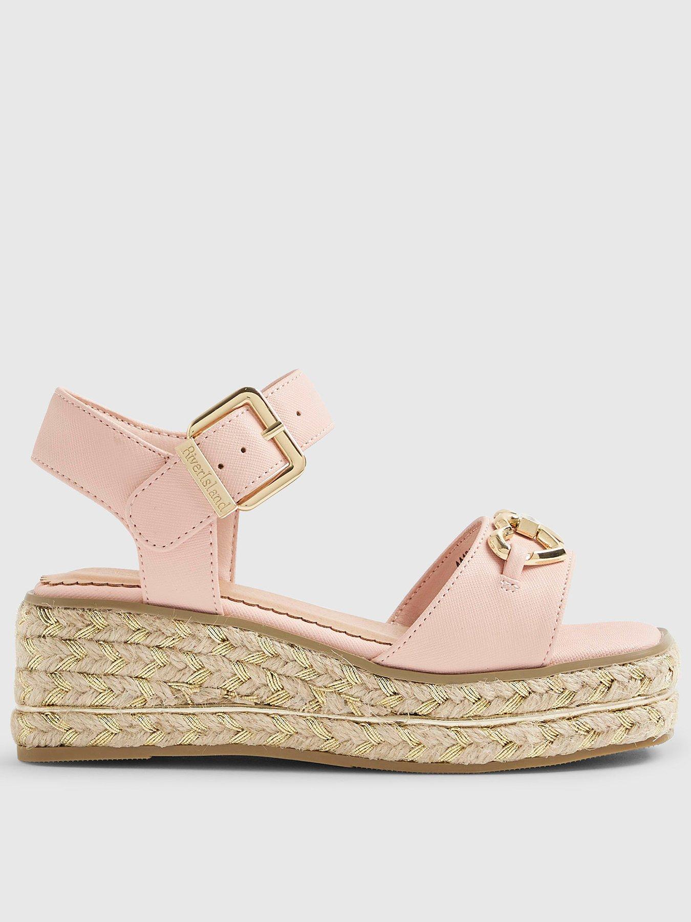 River Island Older Girls Heart Charm Wedge Sandals - Pink