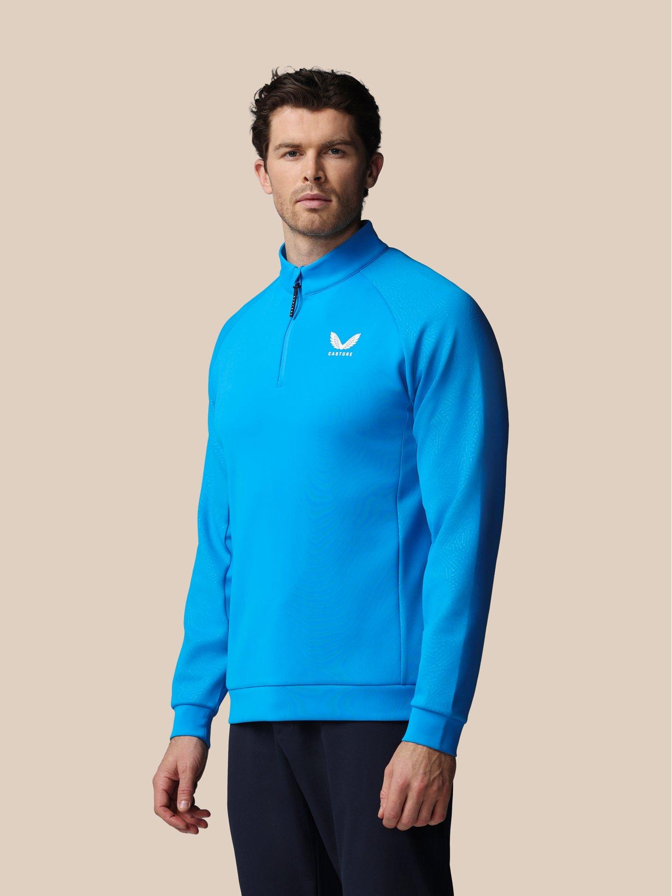 Castore Mens Golf Flex Debossed 1/4 Zip Top- Blue
