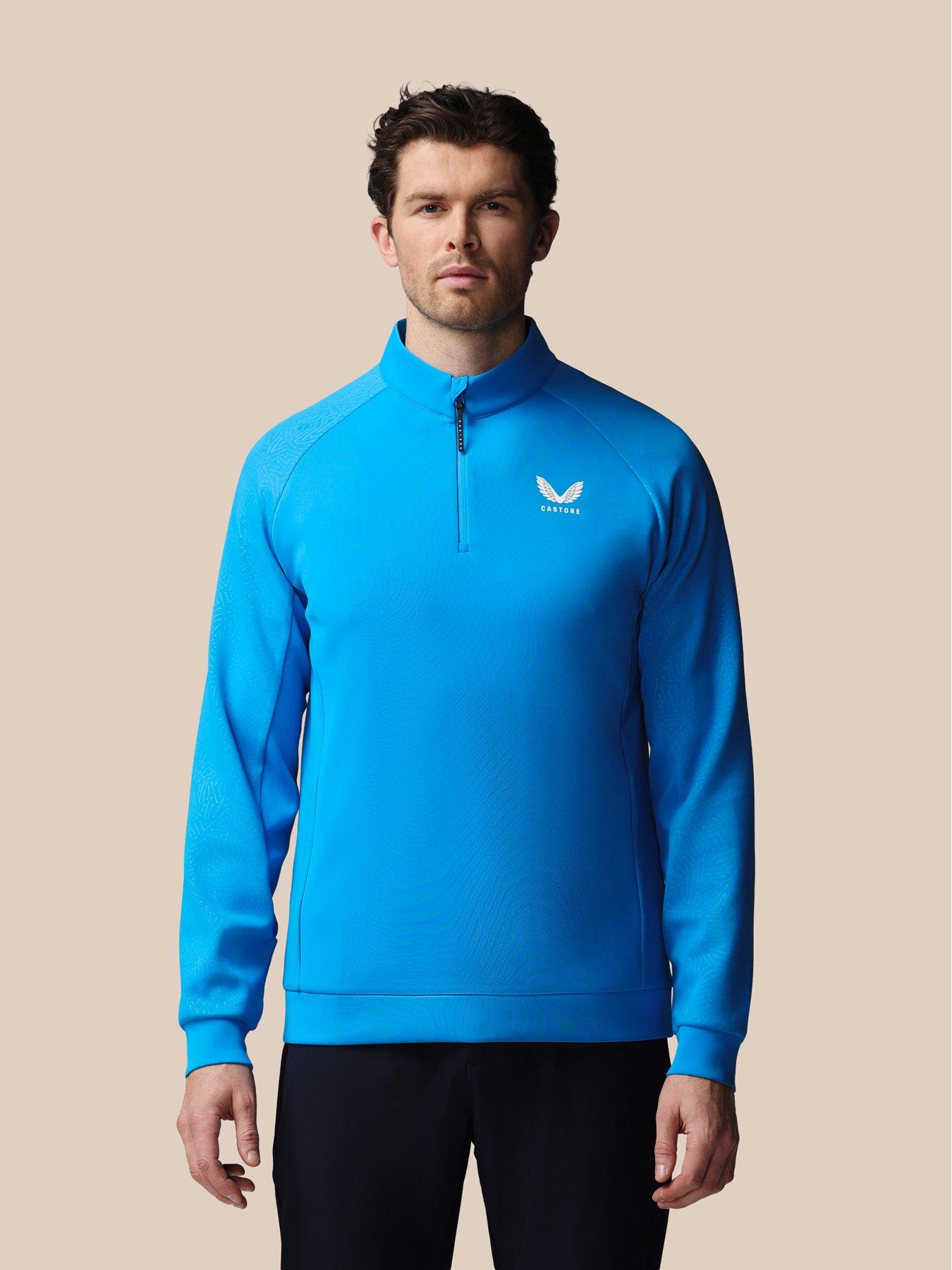 Image 5 of 7 of Castore Mens Golf Flex Debossed 1/4 Zip Top- Blue