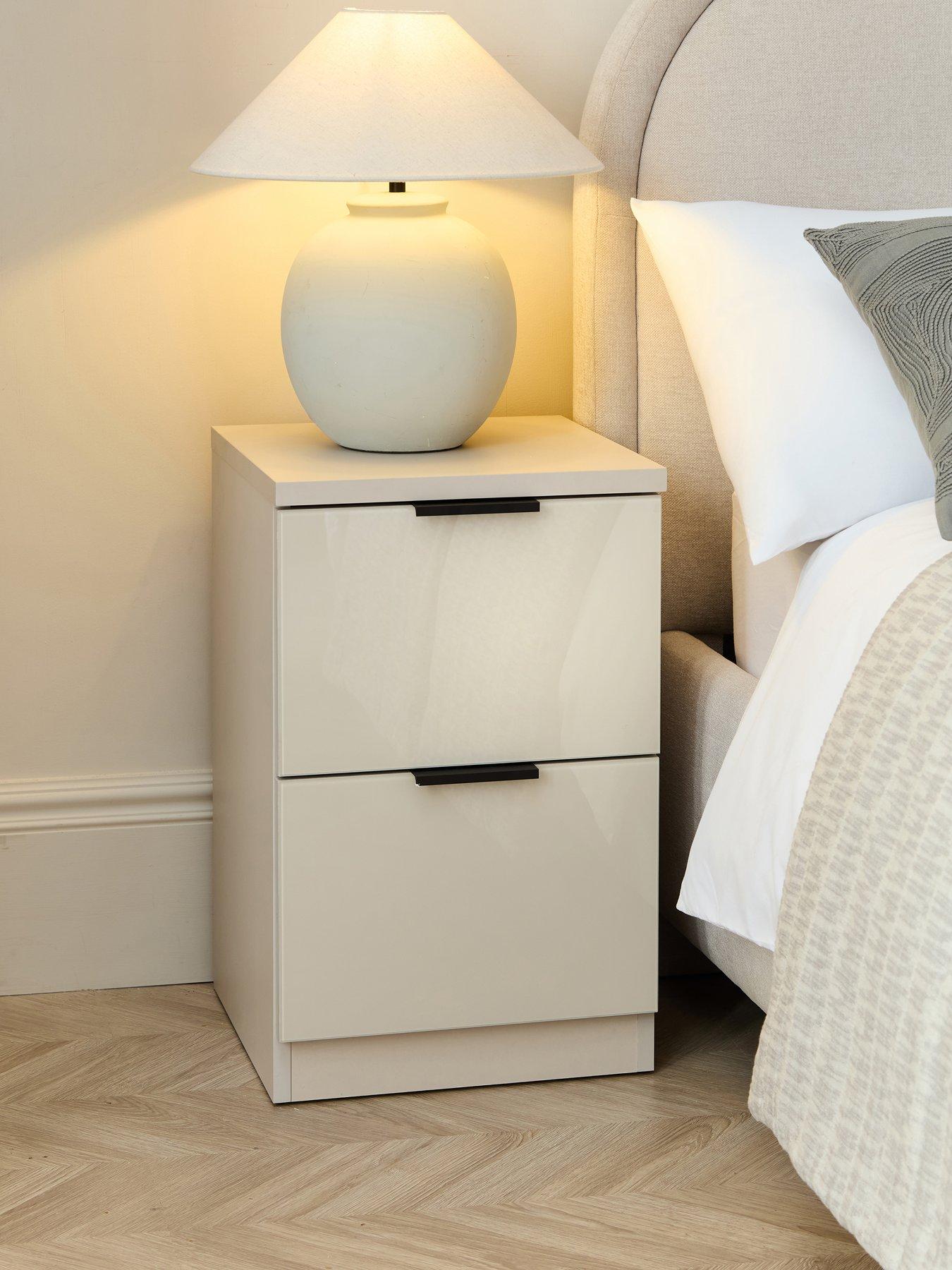 The Very Collection Palma Glass 2 Drawer Bedside Chest - Oatmeal - FSC® Certified