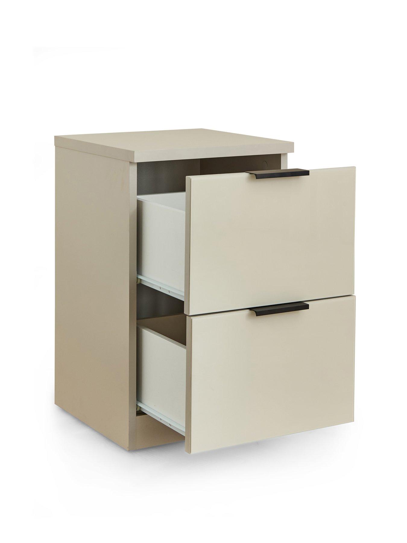 Image 4 of 6 of The Very Collection Palma Glass 2 Drawer Bedside Chest - Oatmeal