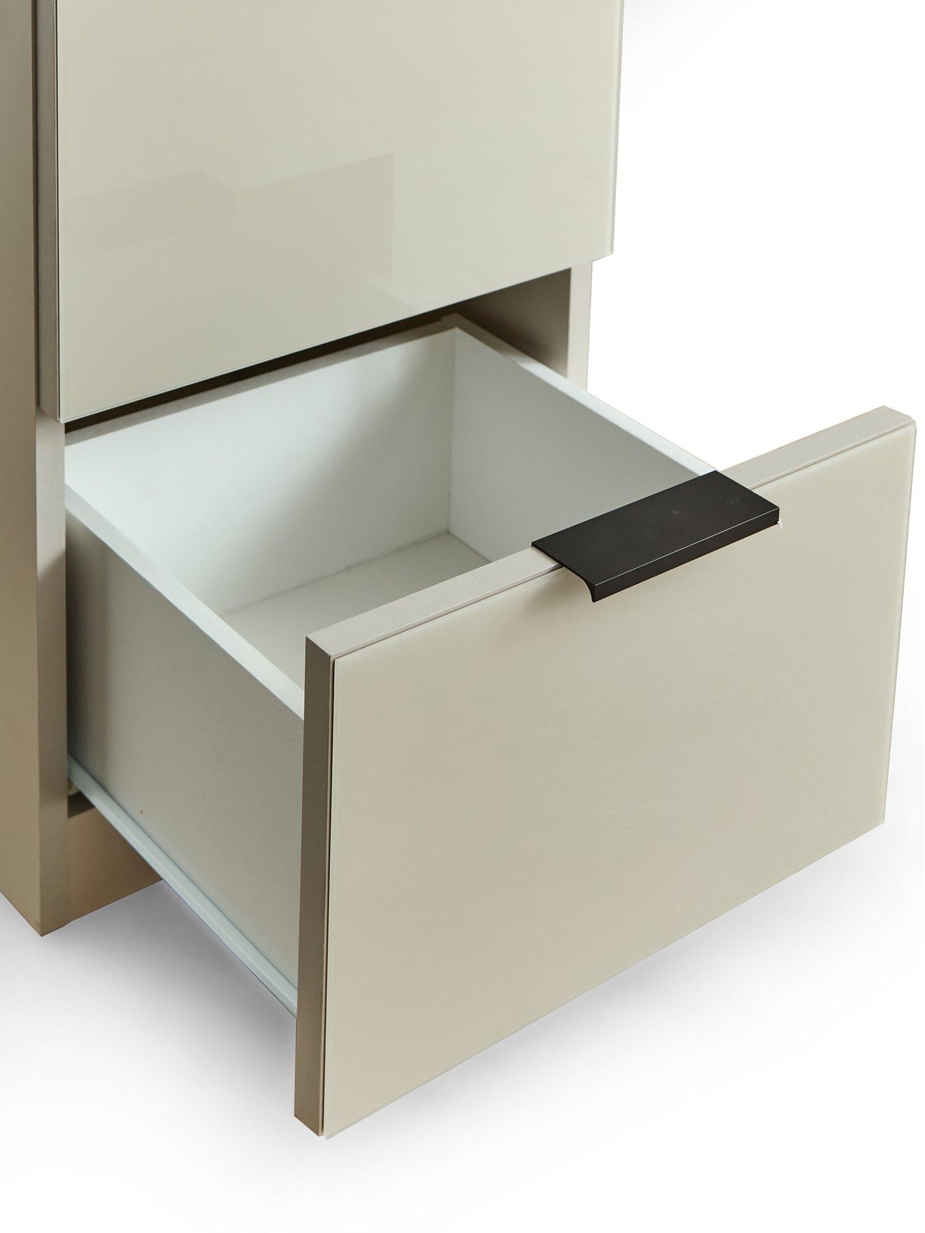 Image 5 of 6 of The Very Collection Palma Glass 2 Drawer Bedside Chest - Oatmeal