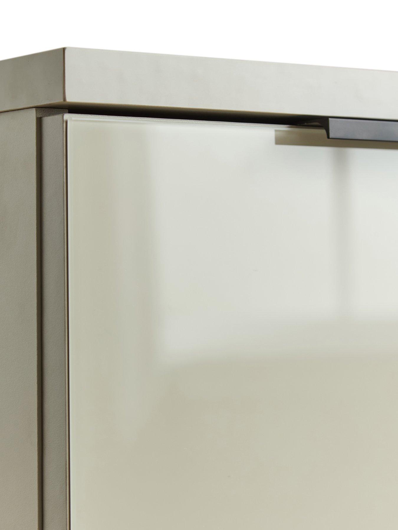 Image 6 of 6 of The Very Collection Palma Glass 2 Drawer Bedside Chest - Oatmeal