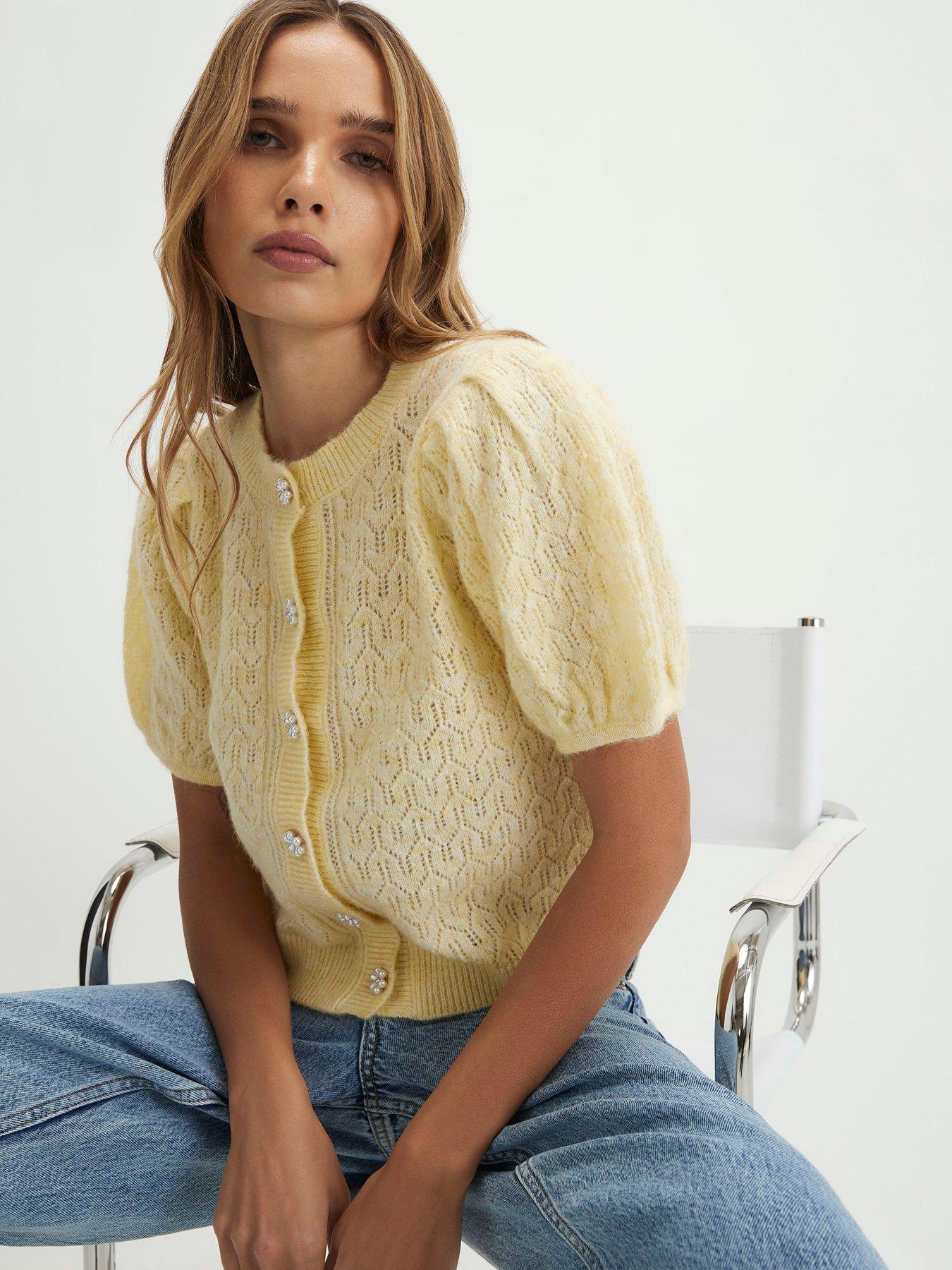 Image 1 of 4 of River Island Bubble Cardigan - Yellow