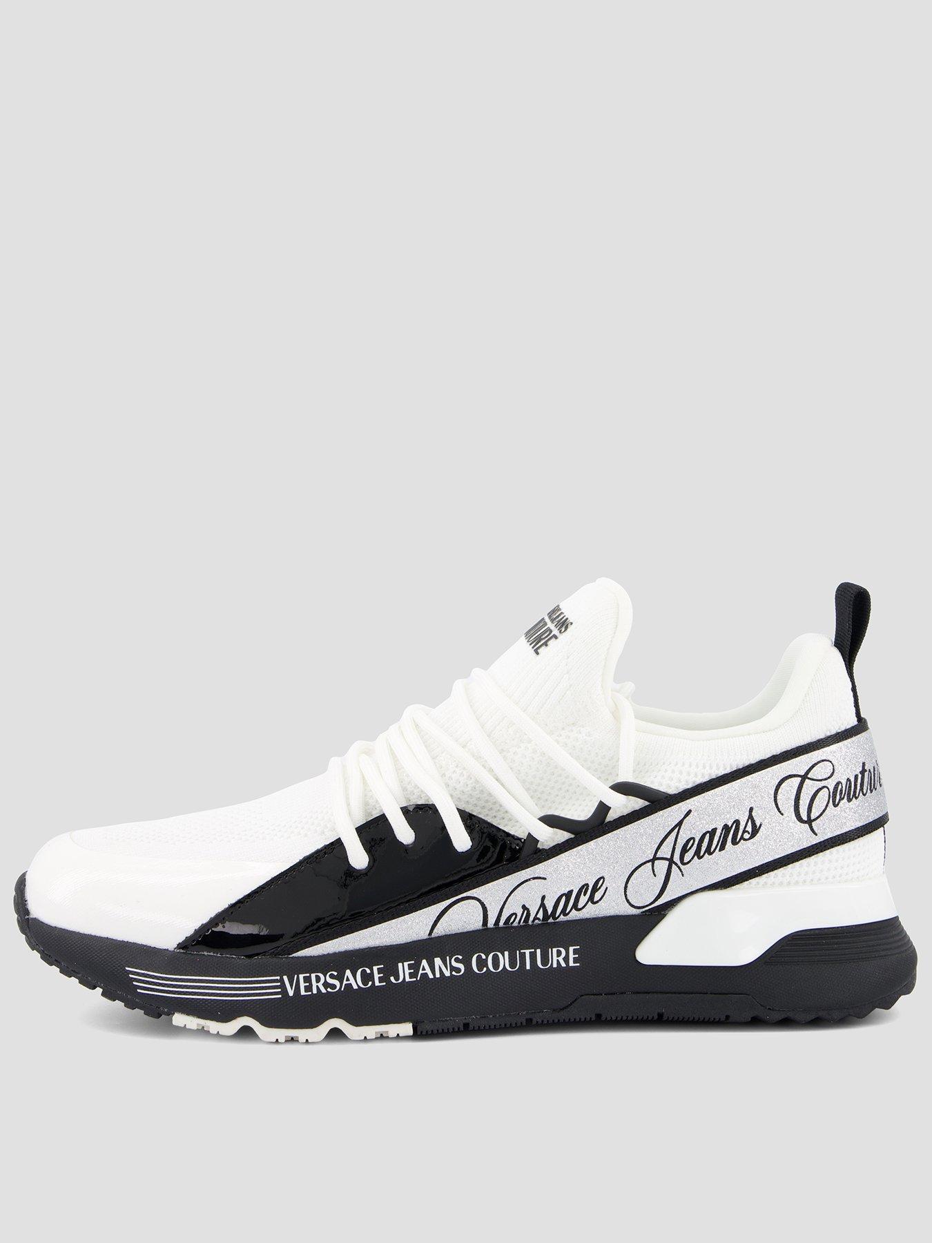 Image 1 of 7 of Versace Jeans Couture Logo Mesh Runner Trainers - White