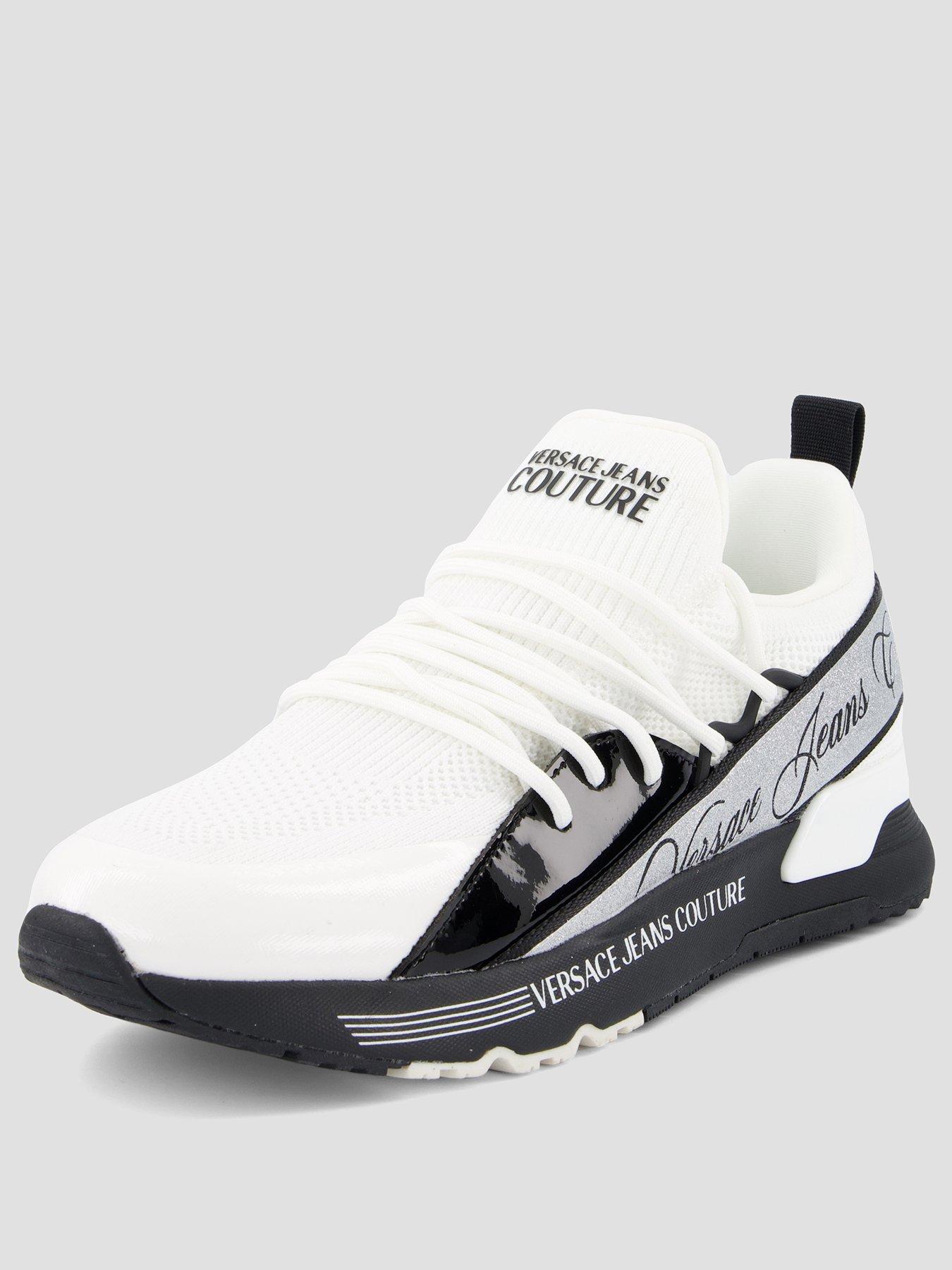 Image 2 of 7 of Versace Jeans Couture Logo Mesh Runner Trainers - White
