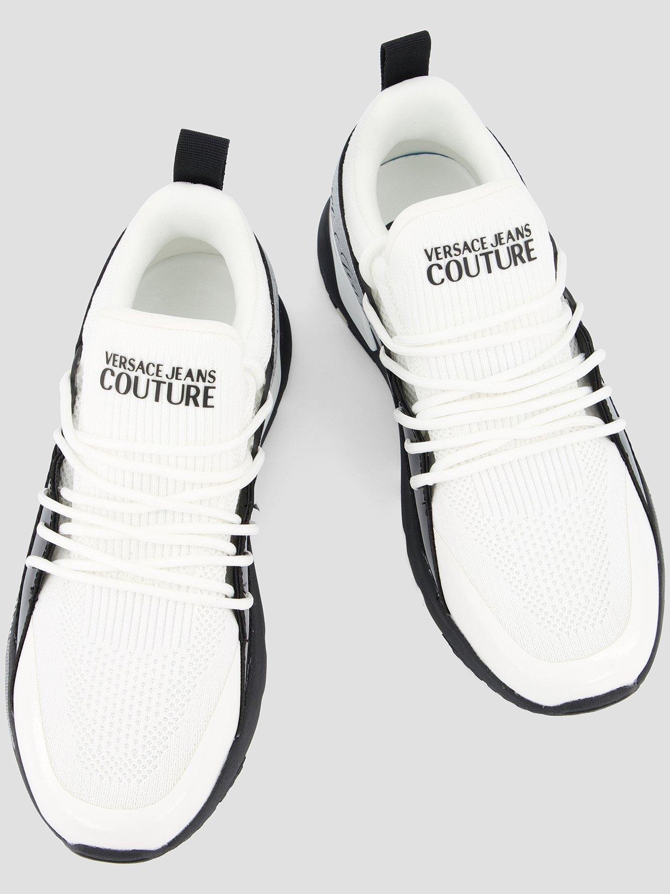 Image 3 of 7 of Versace Jeans Couture Logo Mesh Runner Trainers - White