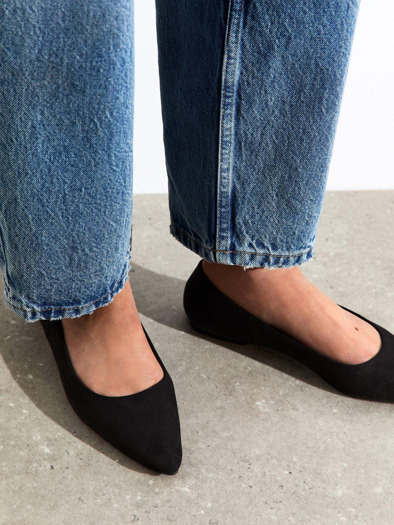 New Look Faux Suede Ballerina Flats - Black
