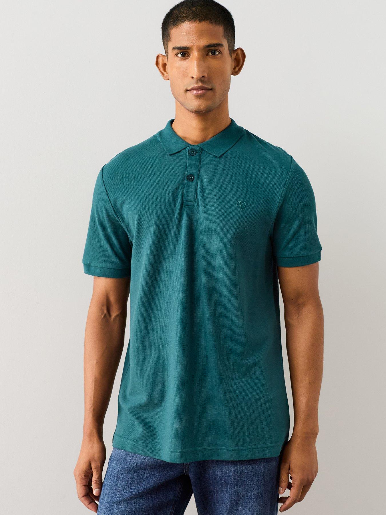 Image 1 of 7 of The Very Collection Short Sleeve Pique Polo Shirt - Teal Blue