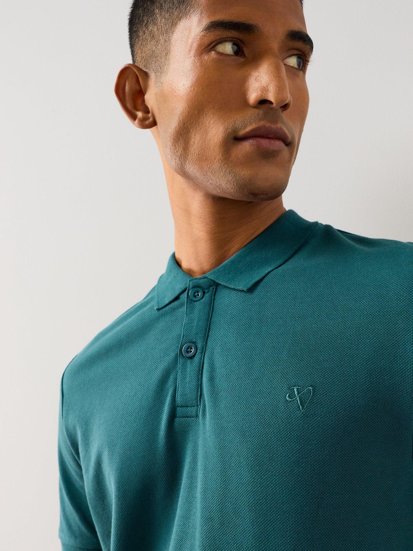 Image 6 of 7 of The Very Collection Short Sleeve Pique Polo Shirt - Teal Blue